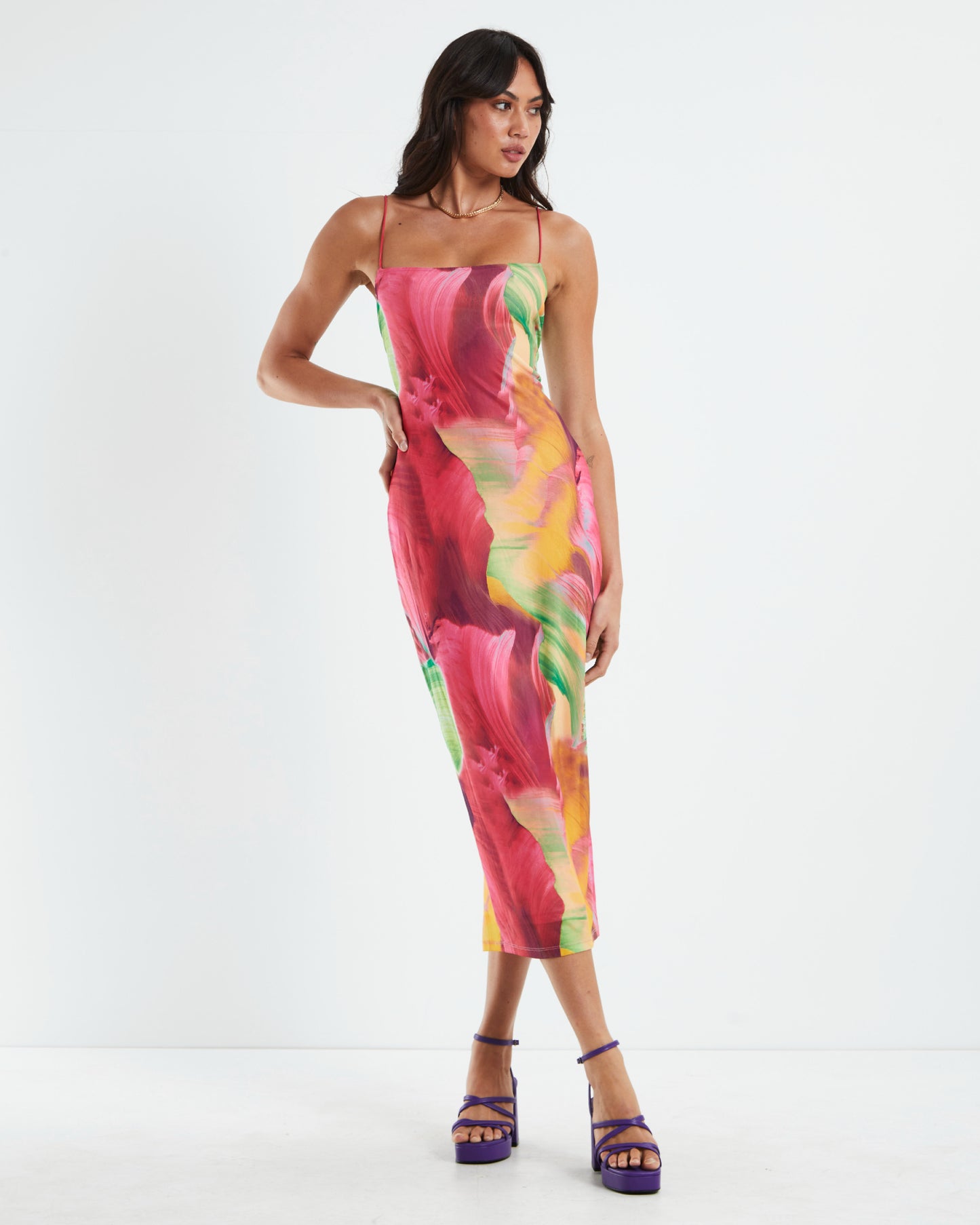 Carmen Mesh Midi Dress Assorted