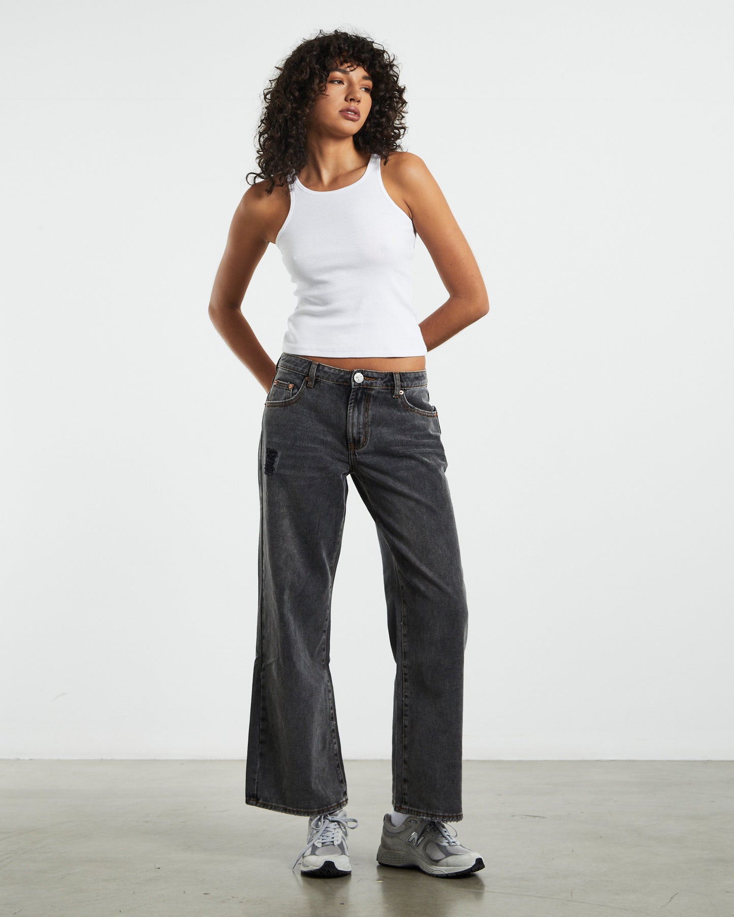 Recycled Lowrider Wide Leg Jeans Black