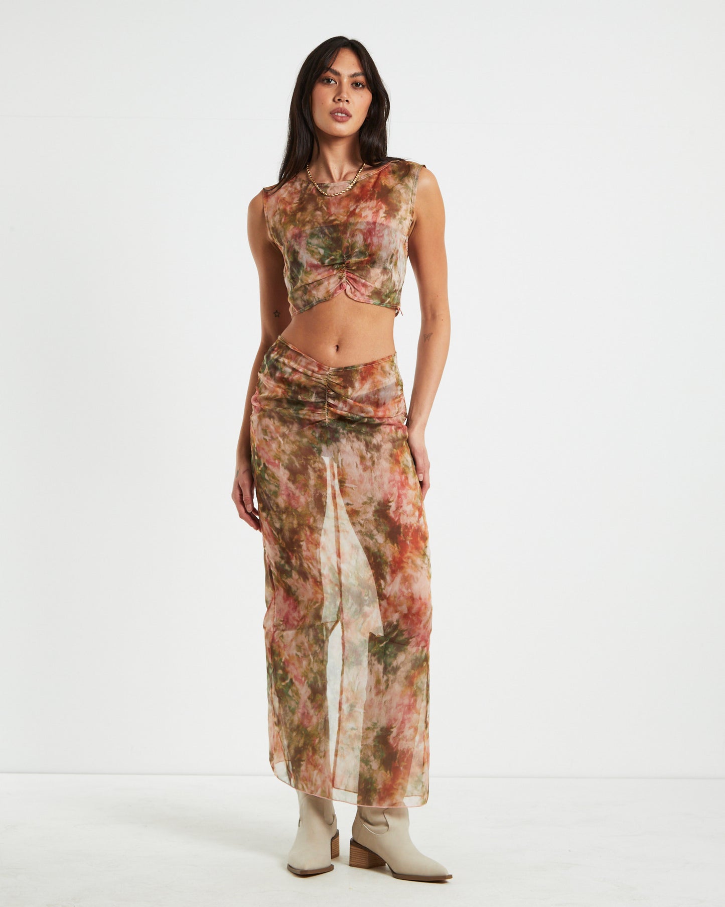 Tibby Tie Dye Gather Front Top in Assorted