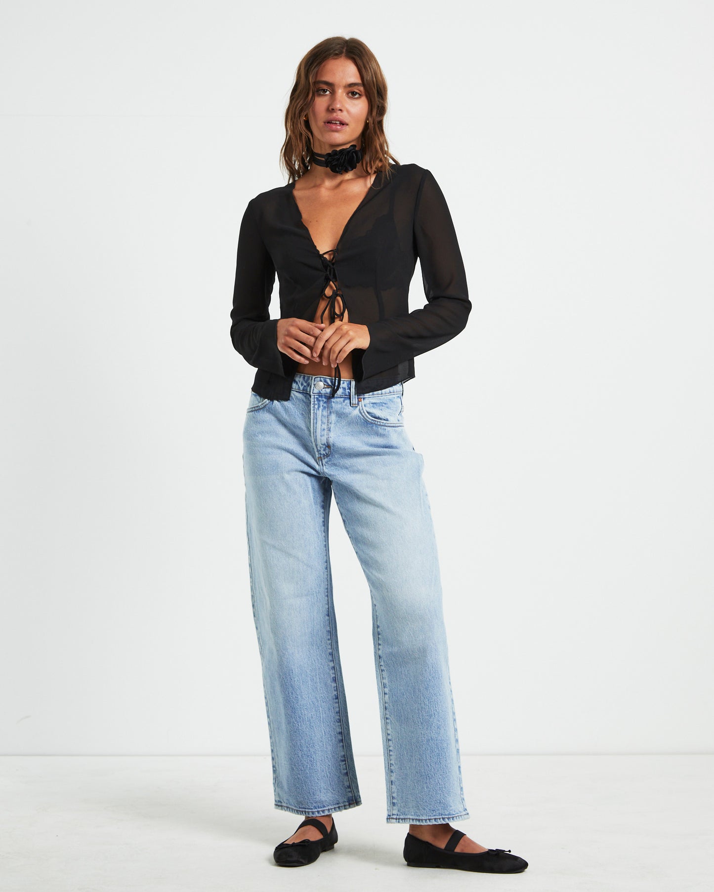 Ivy Laced Sheer Top Black