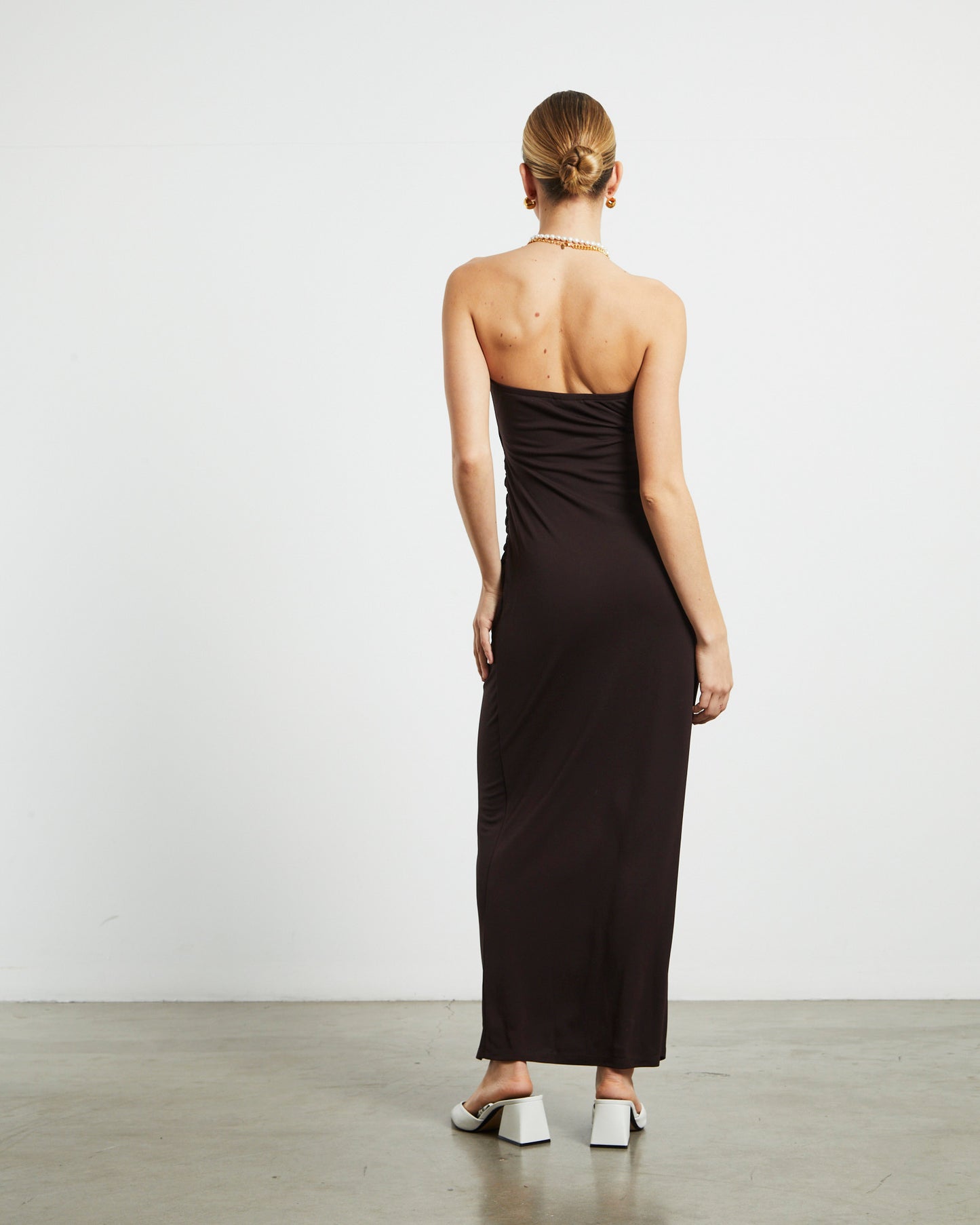 Aria Cut Out Tube Dress in Dark Chocolate