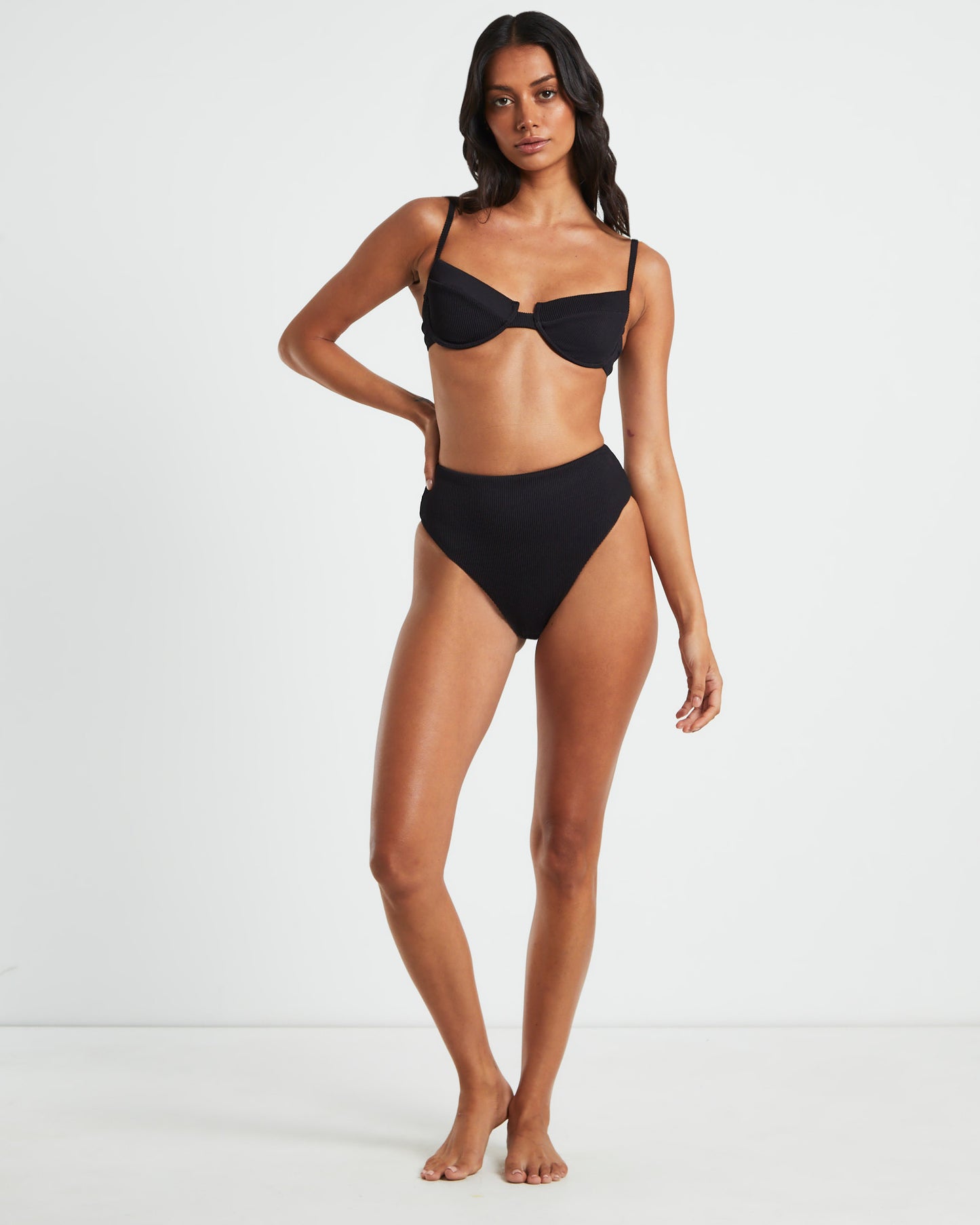 Rib Cut Out Underwire Bikini Top Bikini Top