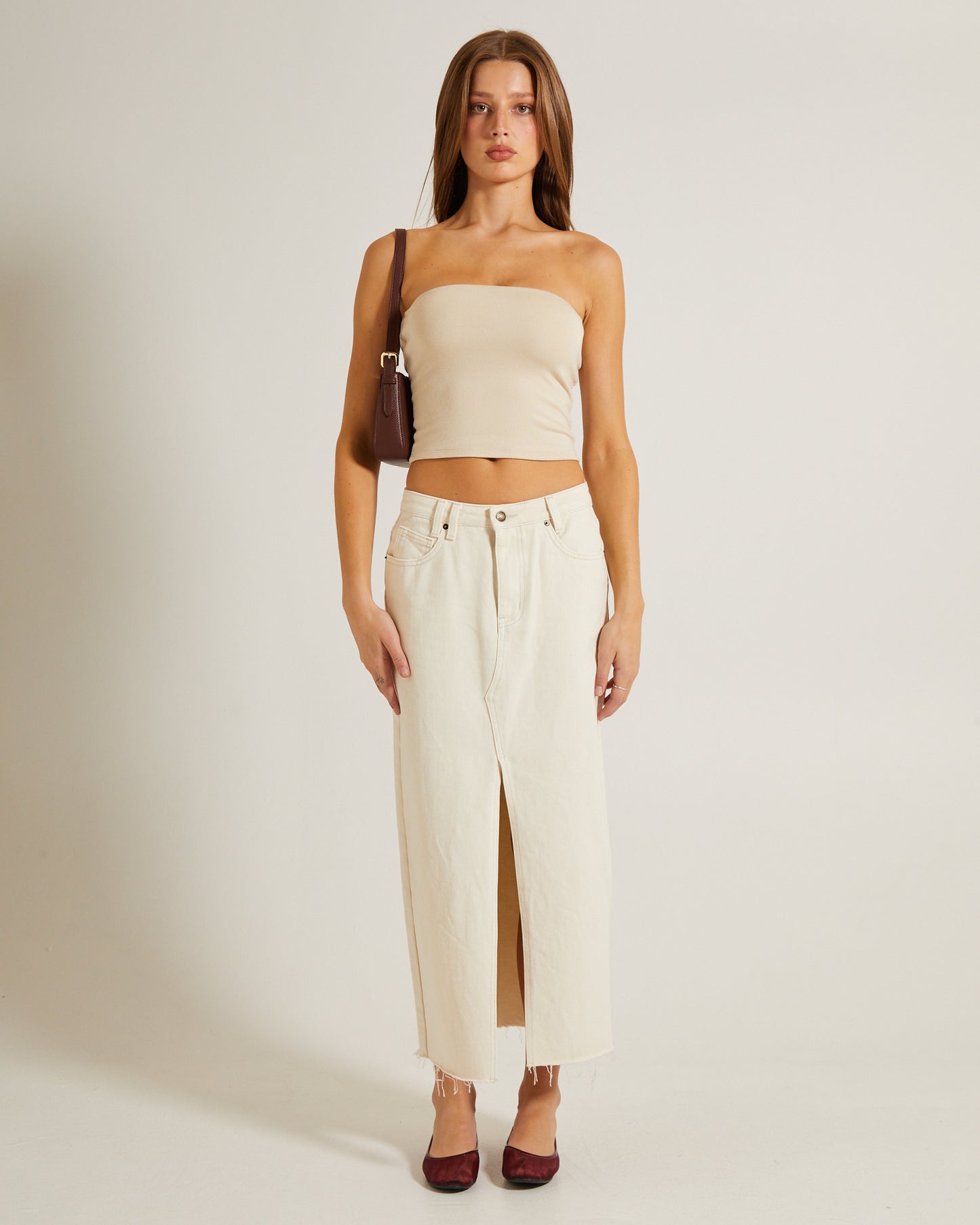 Slinky Strapless Top in Vintage Stone