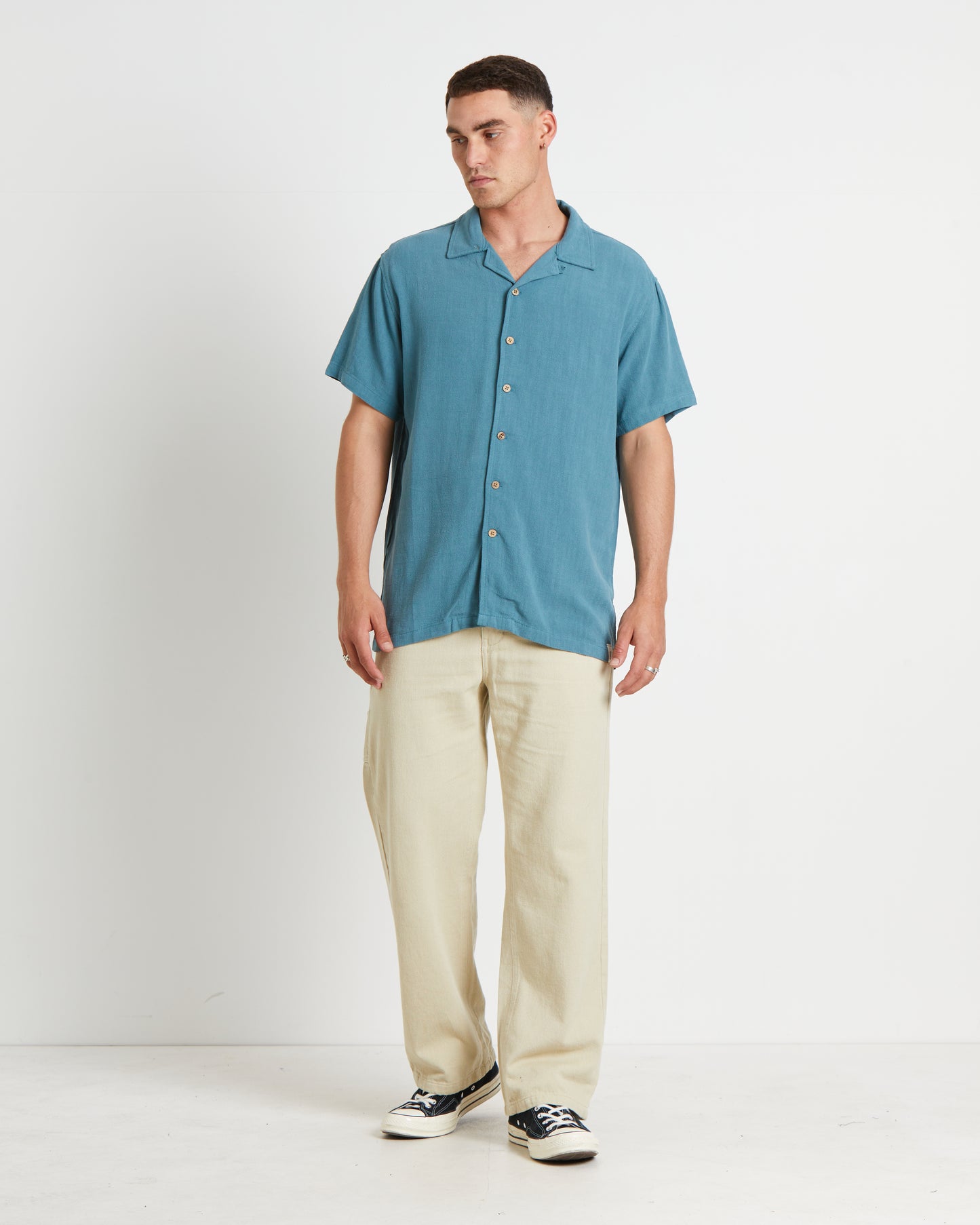 Ernie Short Sleeve Resort Shirt in Aegean Blue