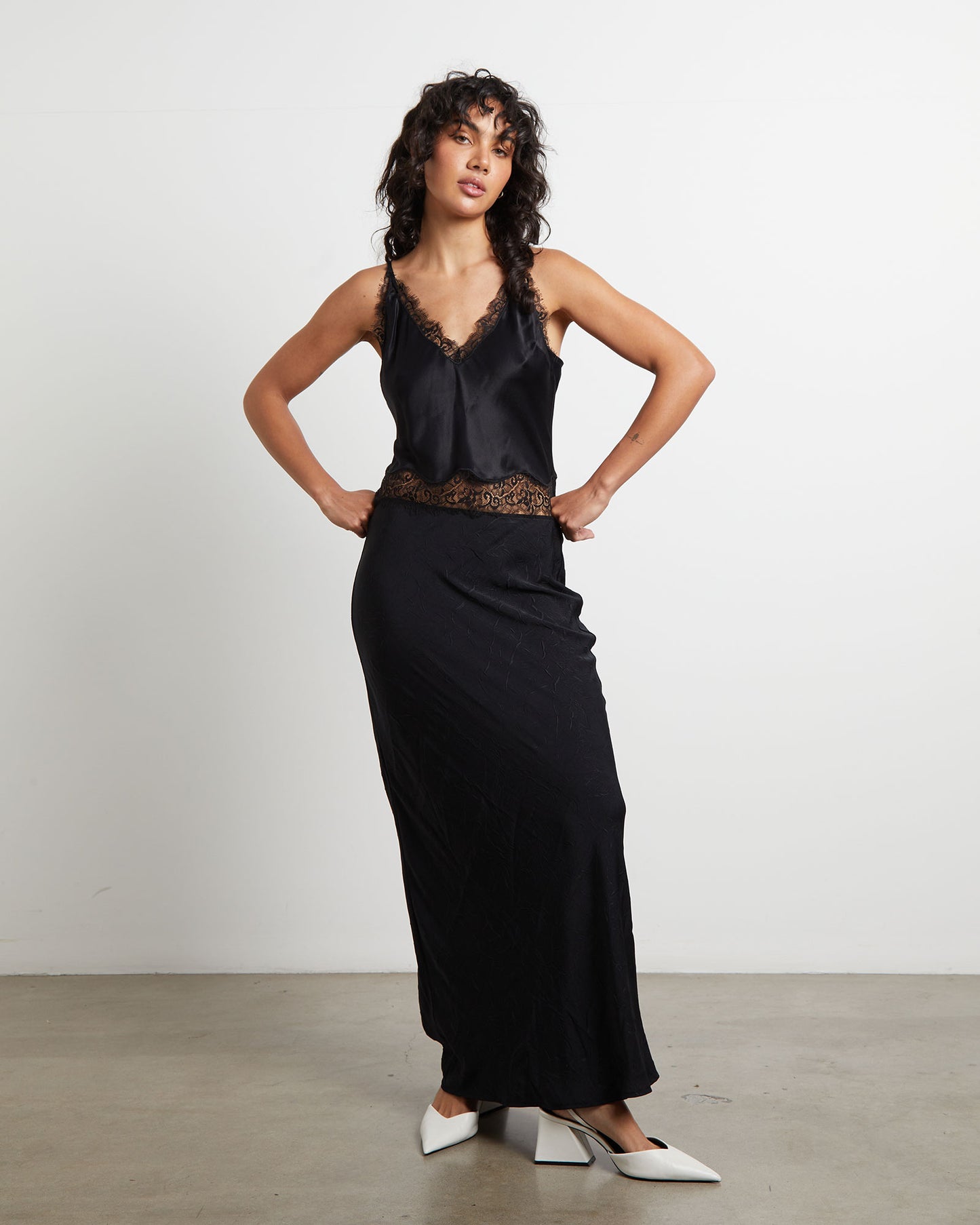 Nadia Lace Framed Cami in Black