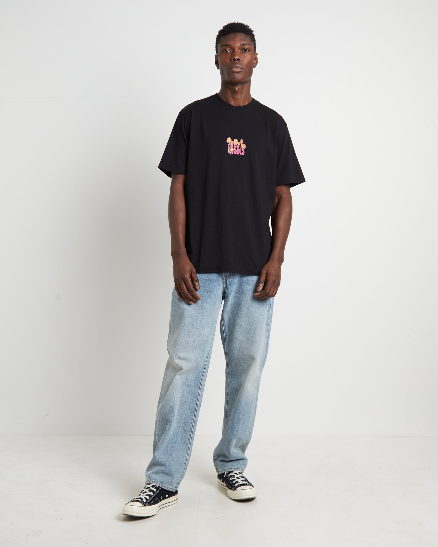 Psychedelic Retro Fit Short Sleeve T-Shirt in Black