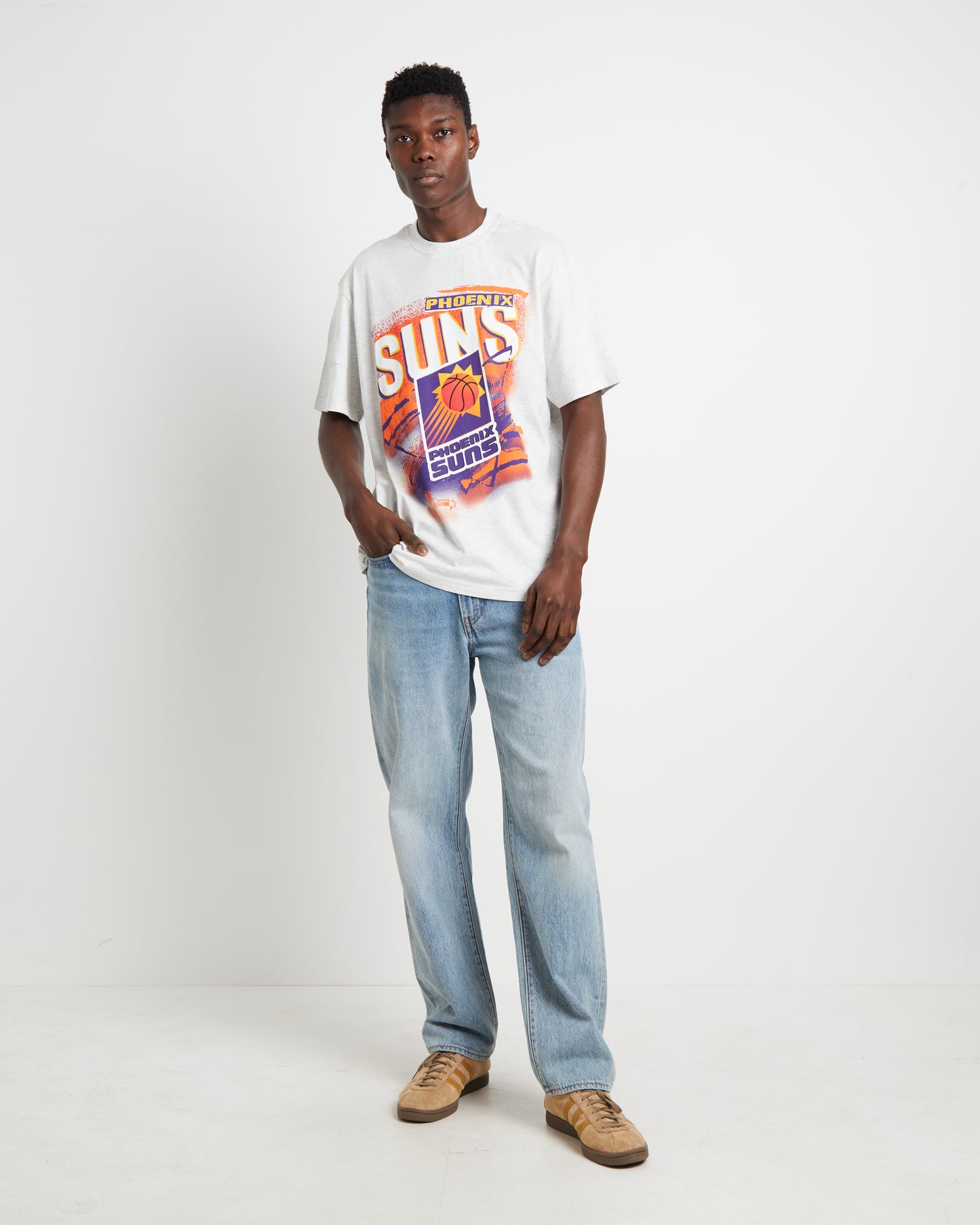 Suns Abstract Short Sleeve T-Shirt in Silver Marle