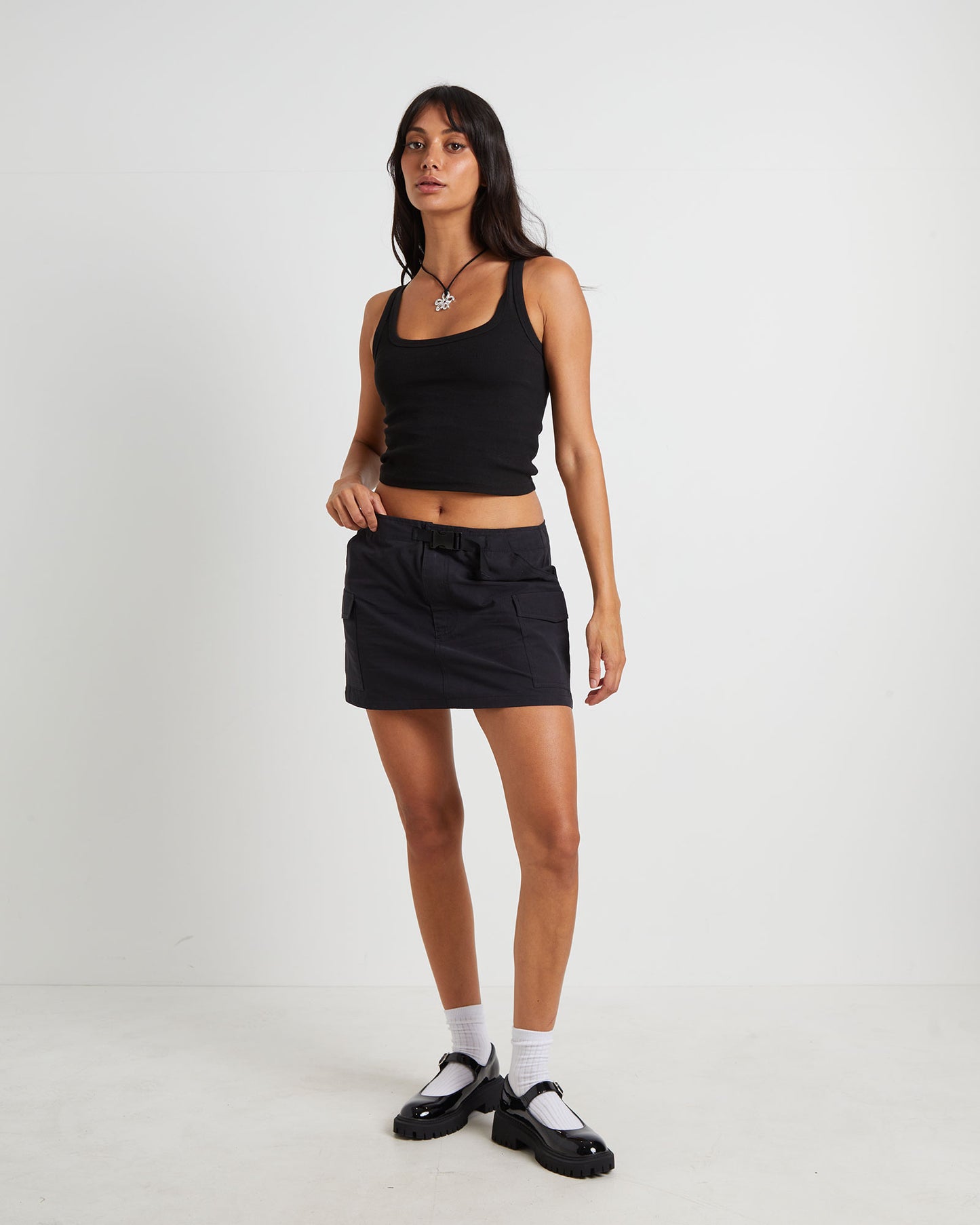 Resurgence Tech Cargo Mini Skirt in Pitch Black