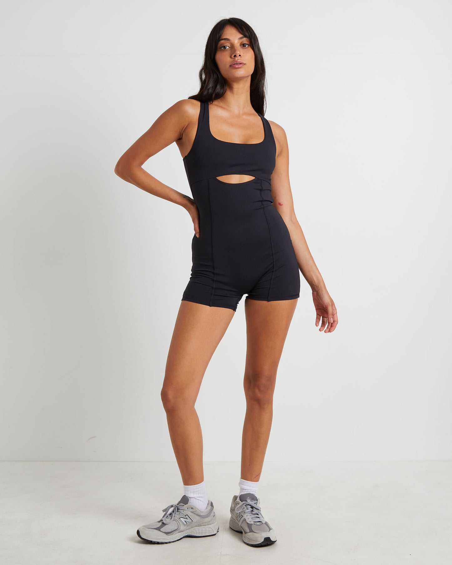Cut Out Unitard in Black