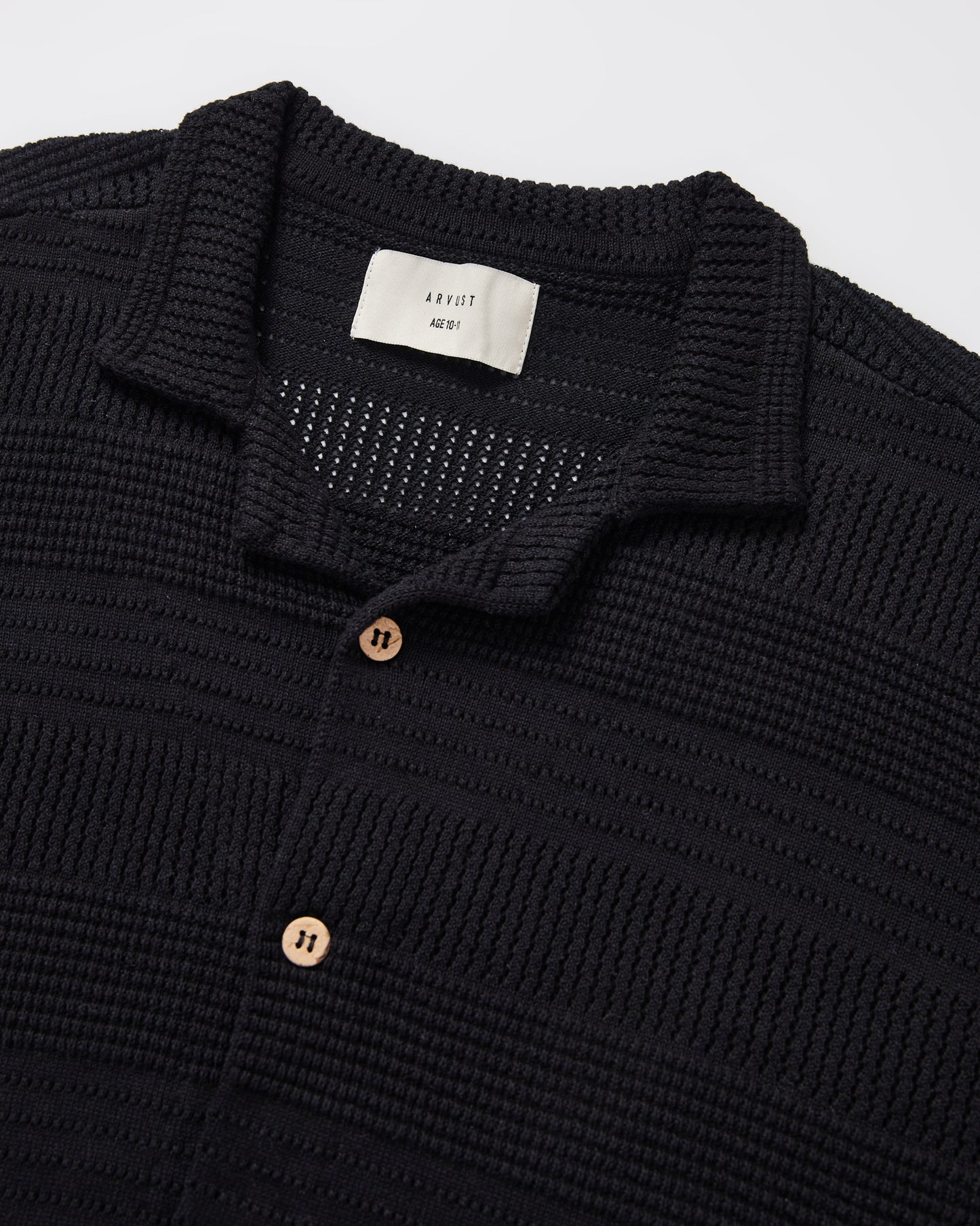 Teen Boys Fugar Knitted Short Sleeve Resort Shirt in Black