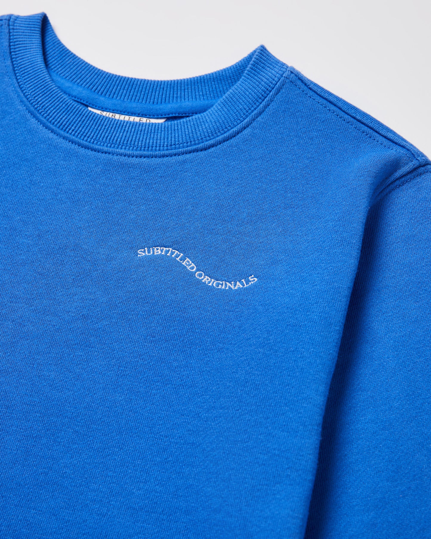 Girls Oversized Wave Origin Fleece Crew Neck Jumper in Cobalt Blue