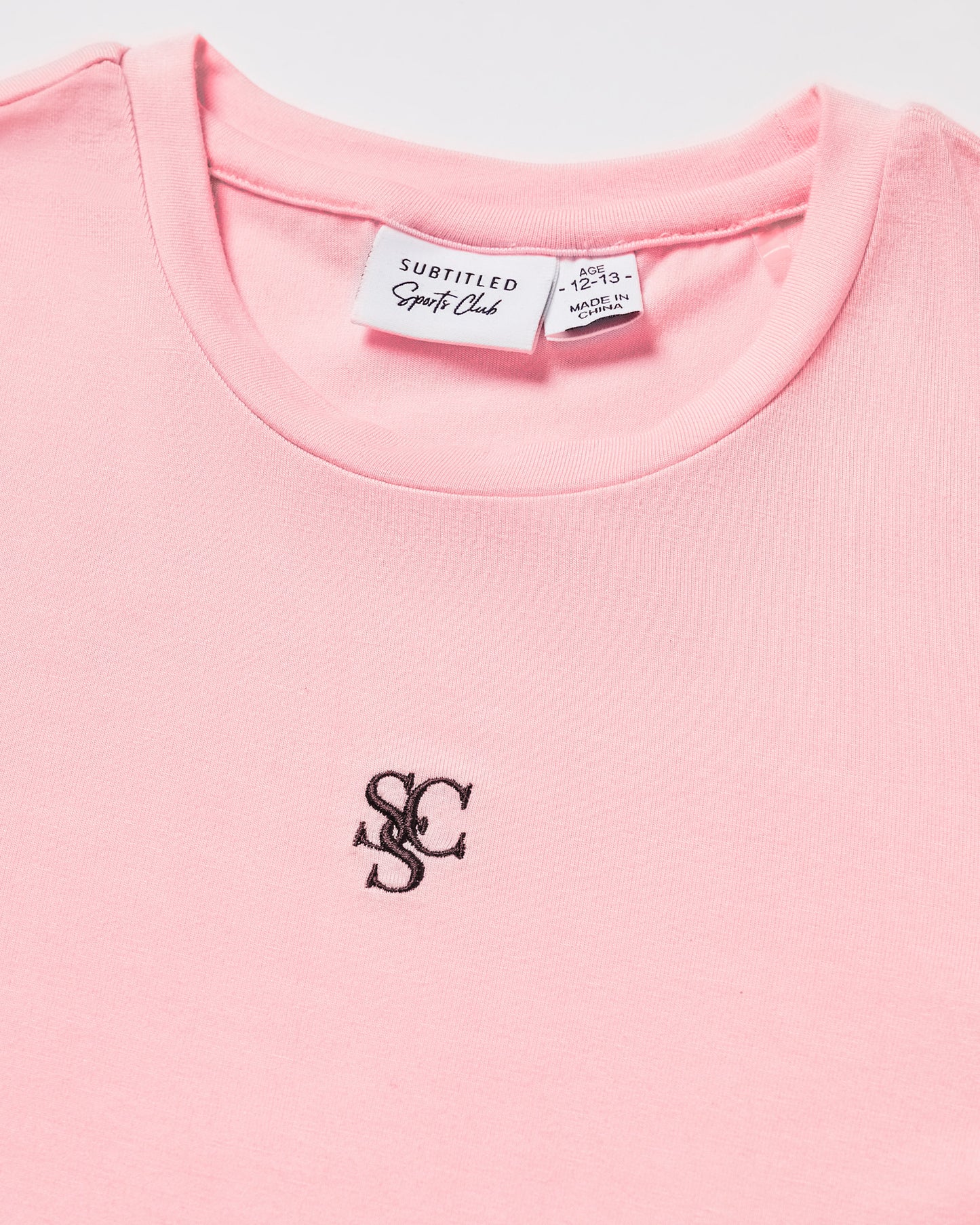 Teen Girls Subtitled Sports Club Fitted T-Shirt in Ballet Pink