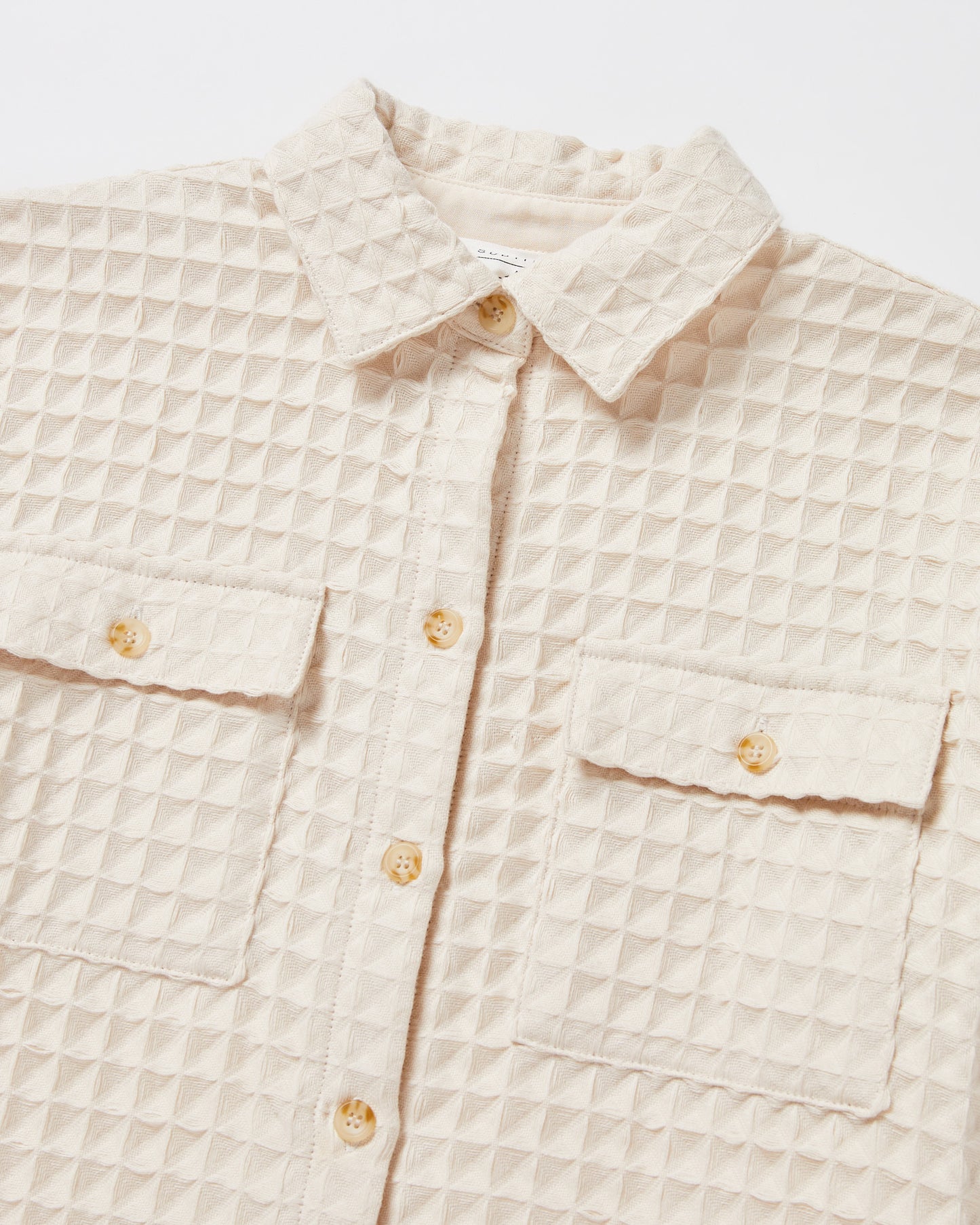 Teen Girls Waffle Long Sleeve Shirt in Coconut