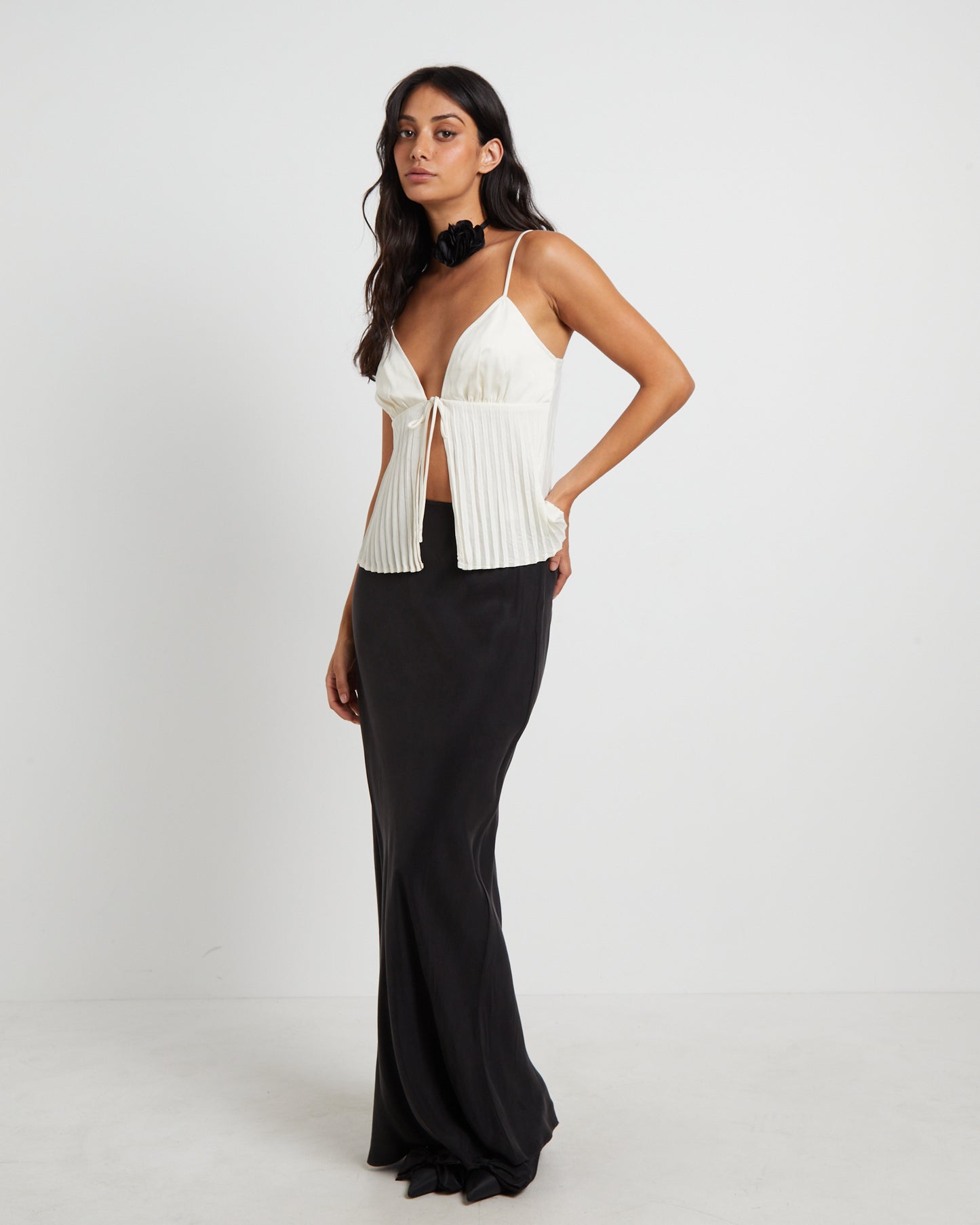 Rhea Pleated Top in Ivory