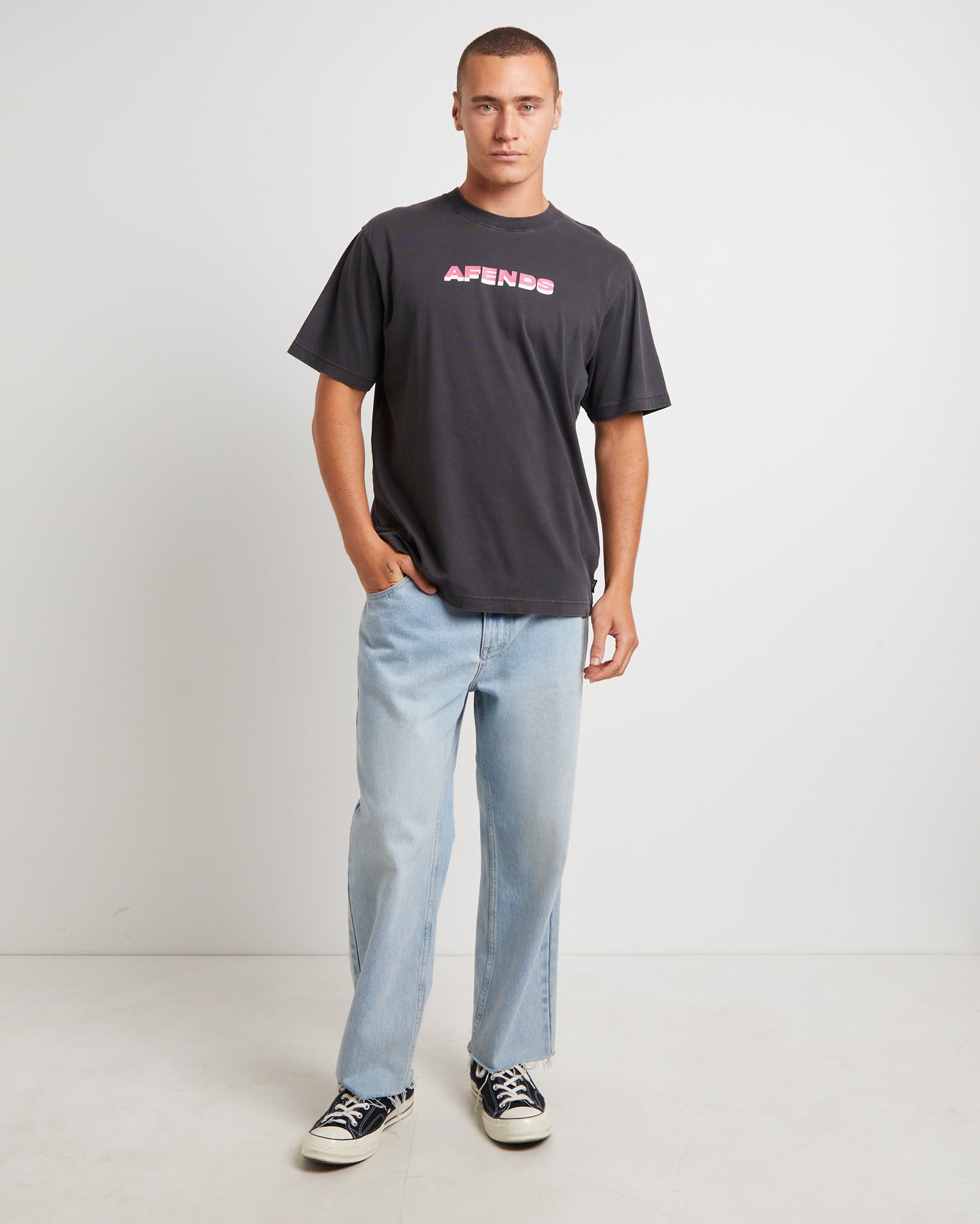 Volcanic Times Recycled Retro Fit T-Shirt in Stone Black