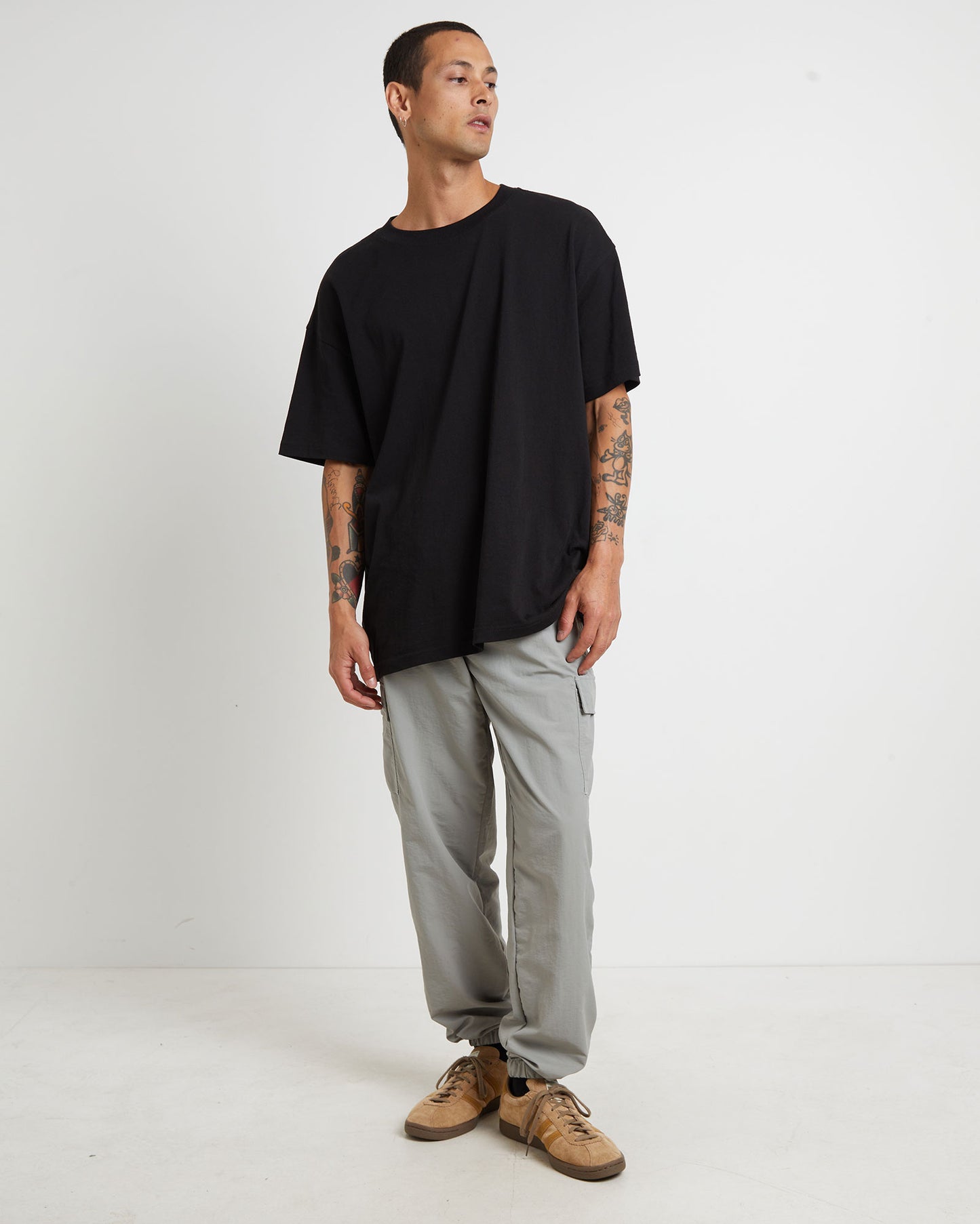 Nylon Cargo Jogger Pants in Grey