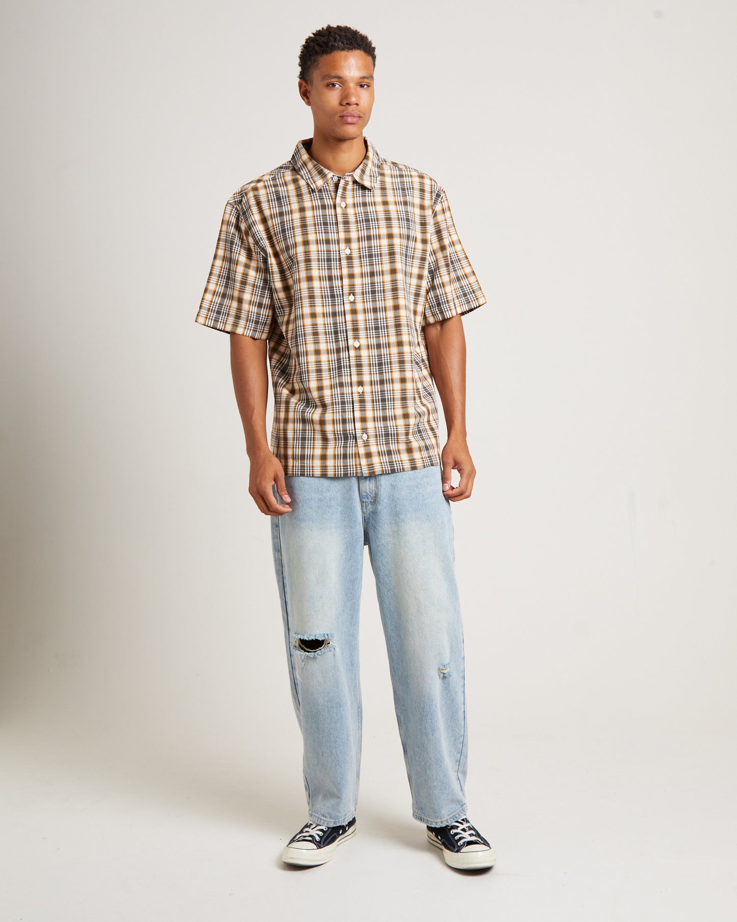 Check Out Recycled Short Sleeve Shirt in Moonbeam Check