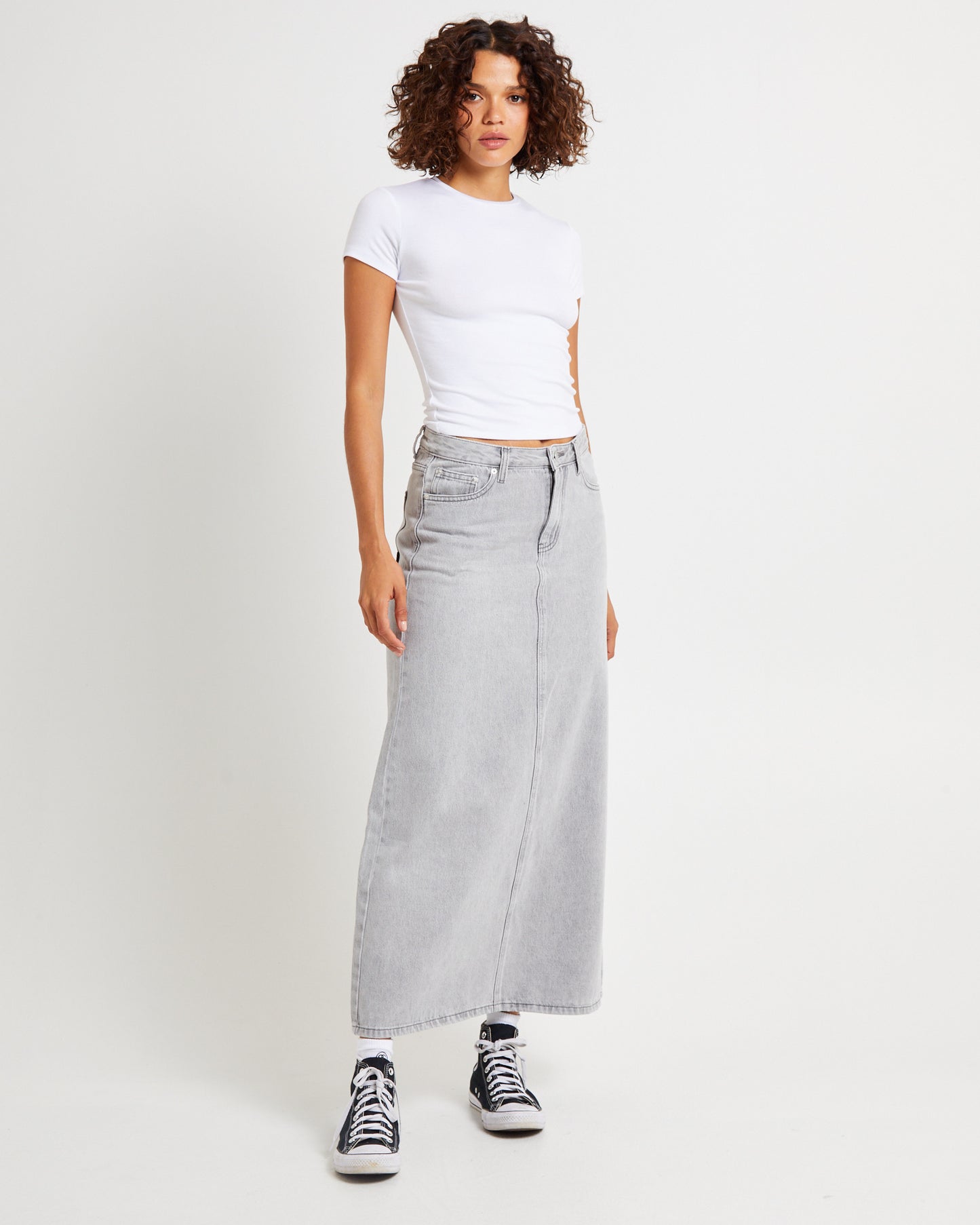 Nala Maxi Denim Skirt Pebble