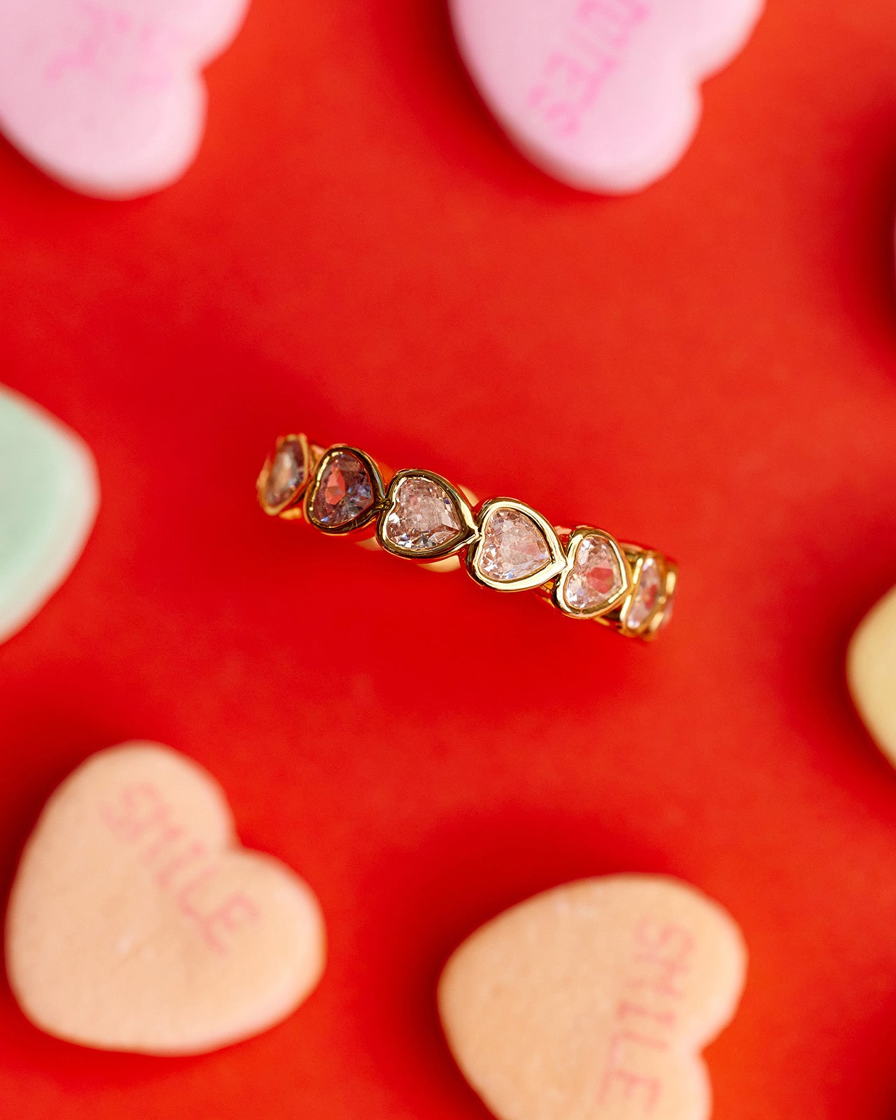 Stone Heart Band Gold Ring