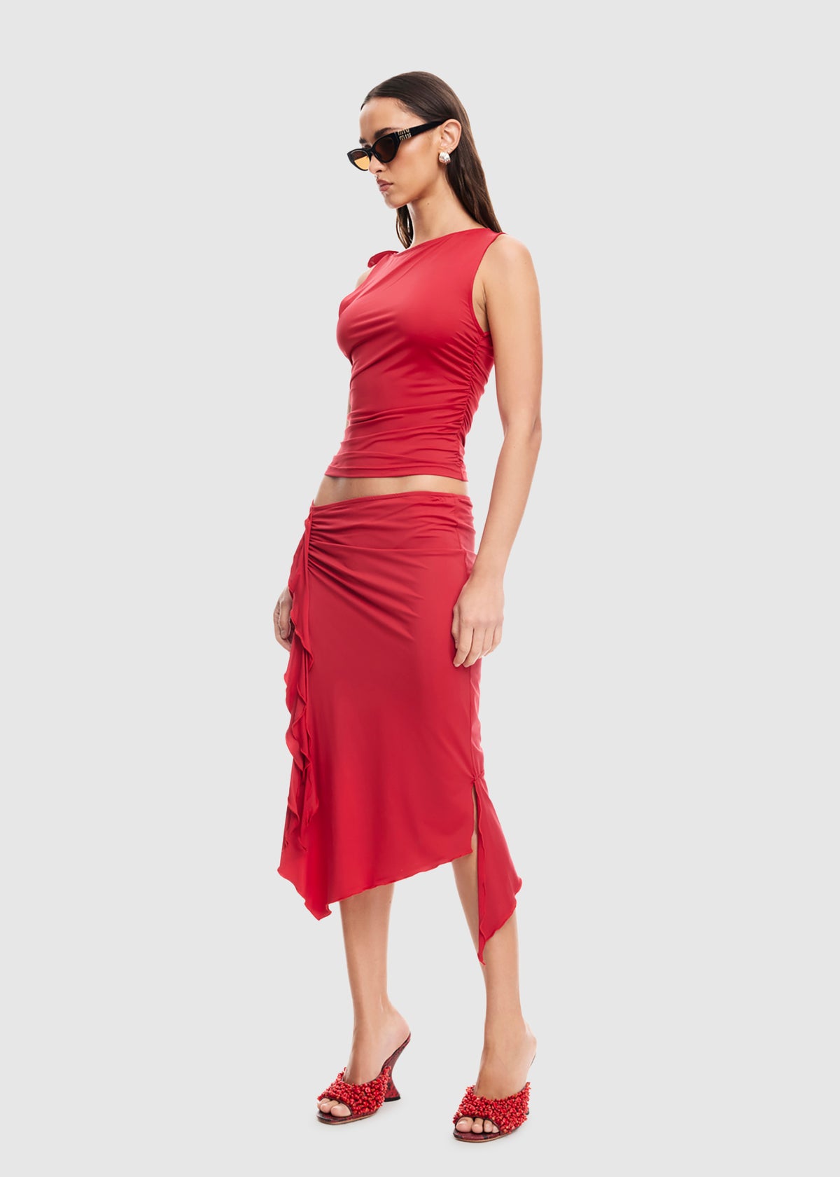 Rendezvous Midi Skirt CRIMSON