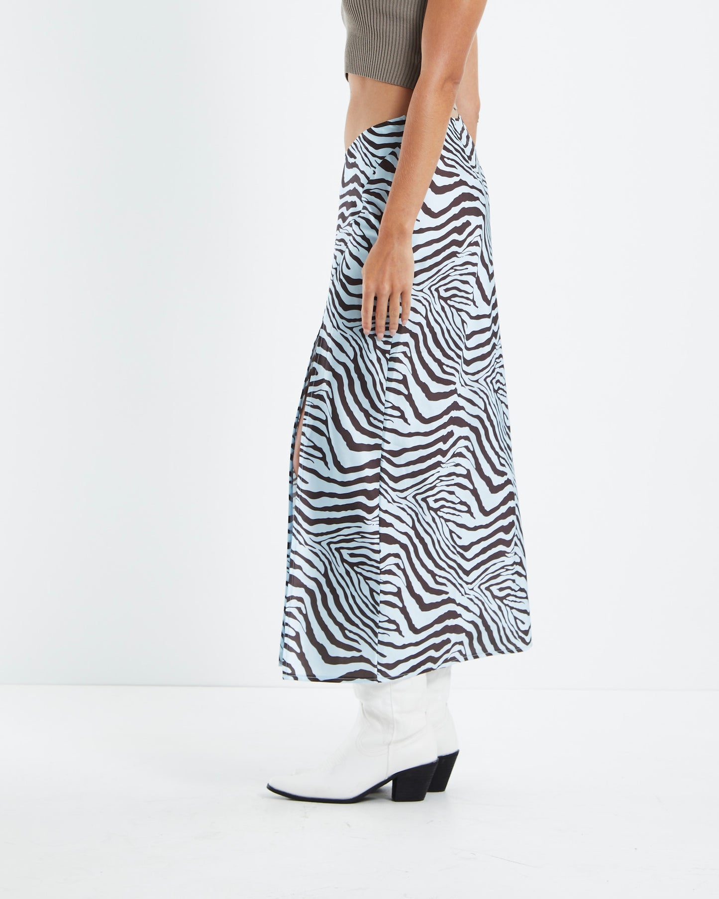 Zuri Zebra V Waist Silky Maxi Skirt