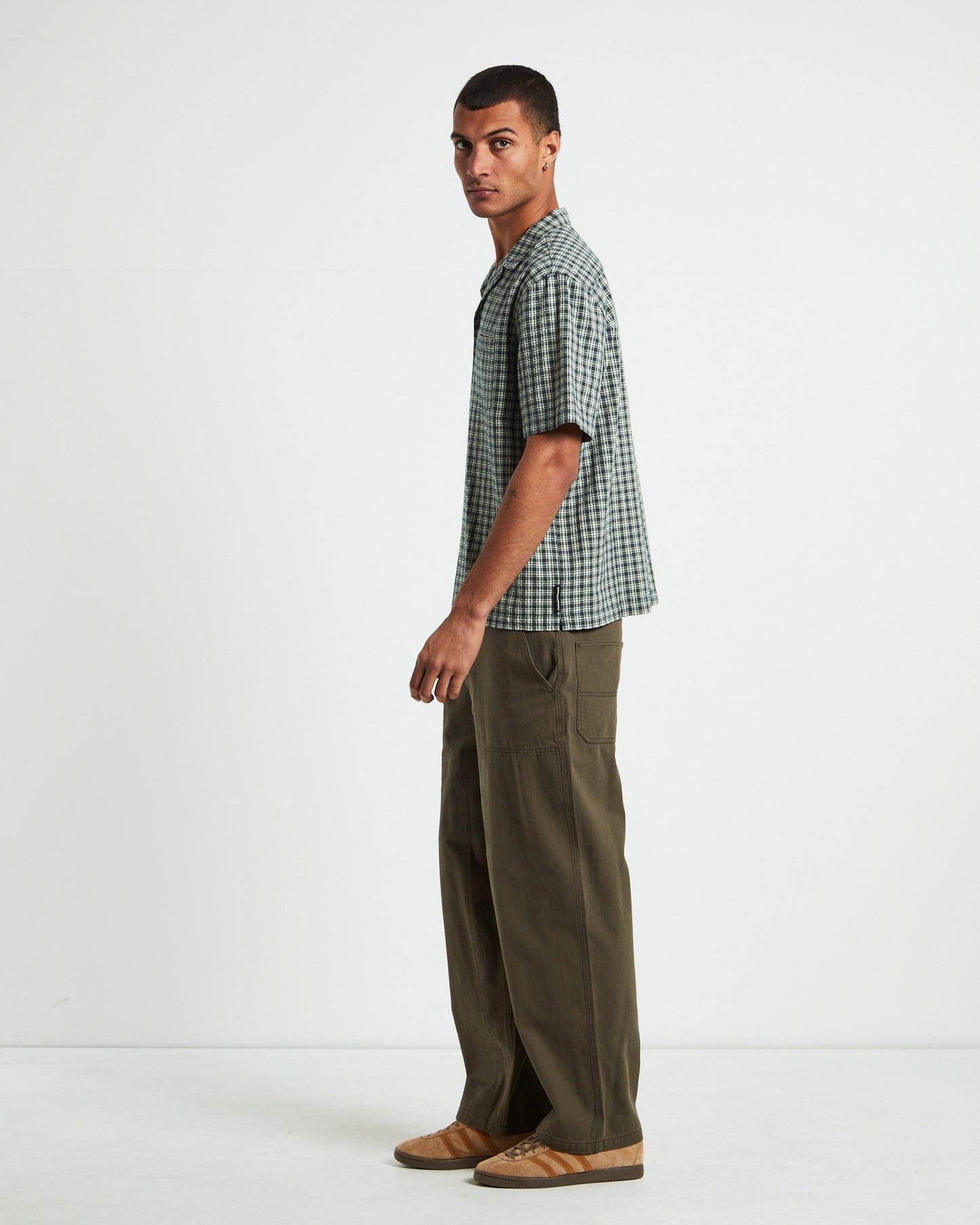 Aura Check Short Sleeve Shirt Grey