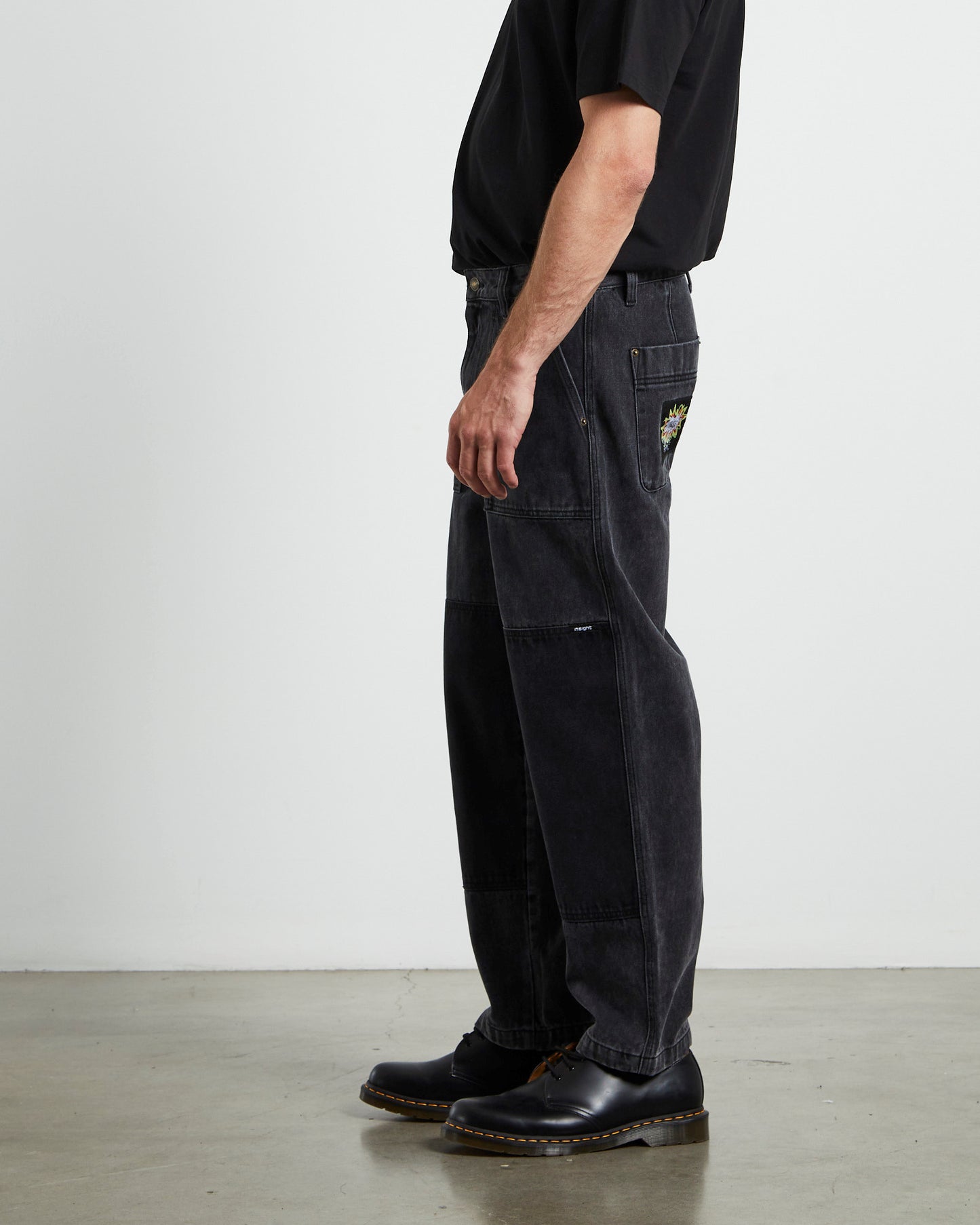 Good Home Double Knee Denim Worker Pants Black