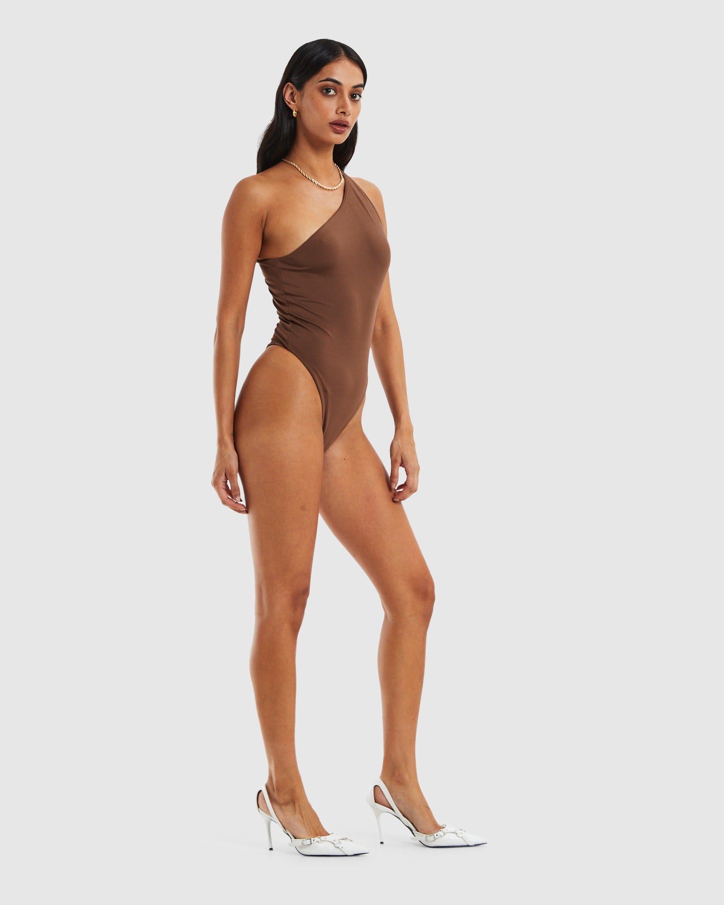 Stevie Slinky Cut Out Bodysuit Chocolate Brown