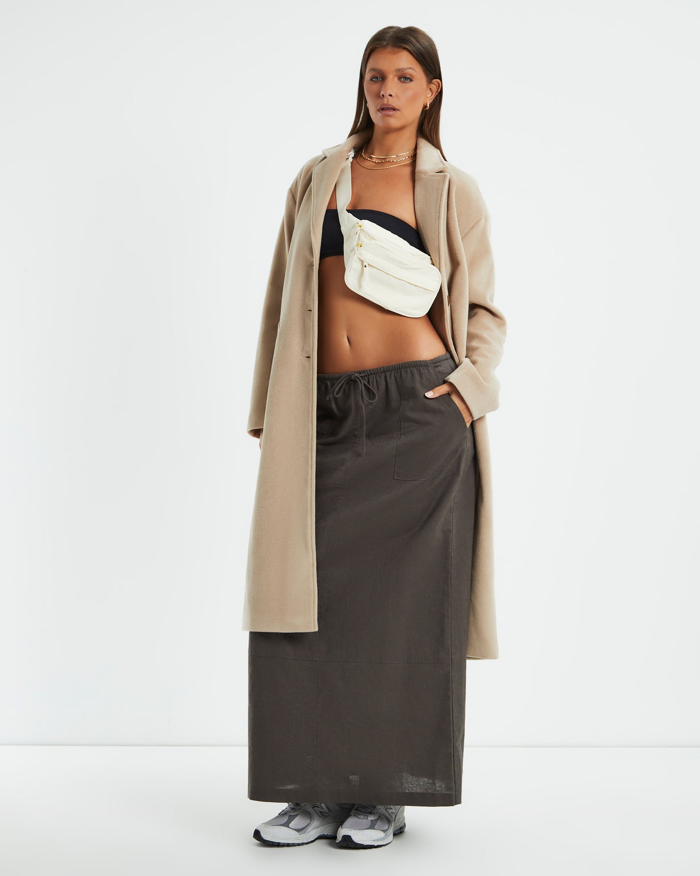 Nelly Nylon Multi Zip Bum Bag Cream