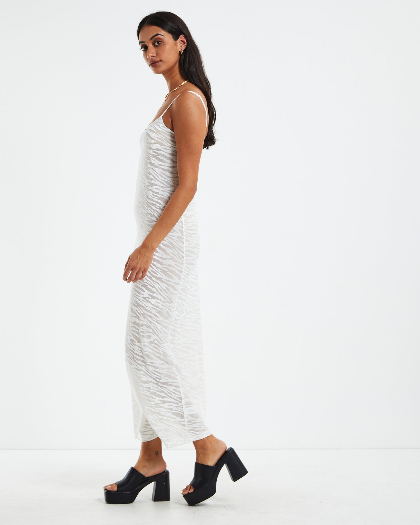 Lottie Mesh Slip Dress White
