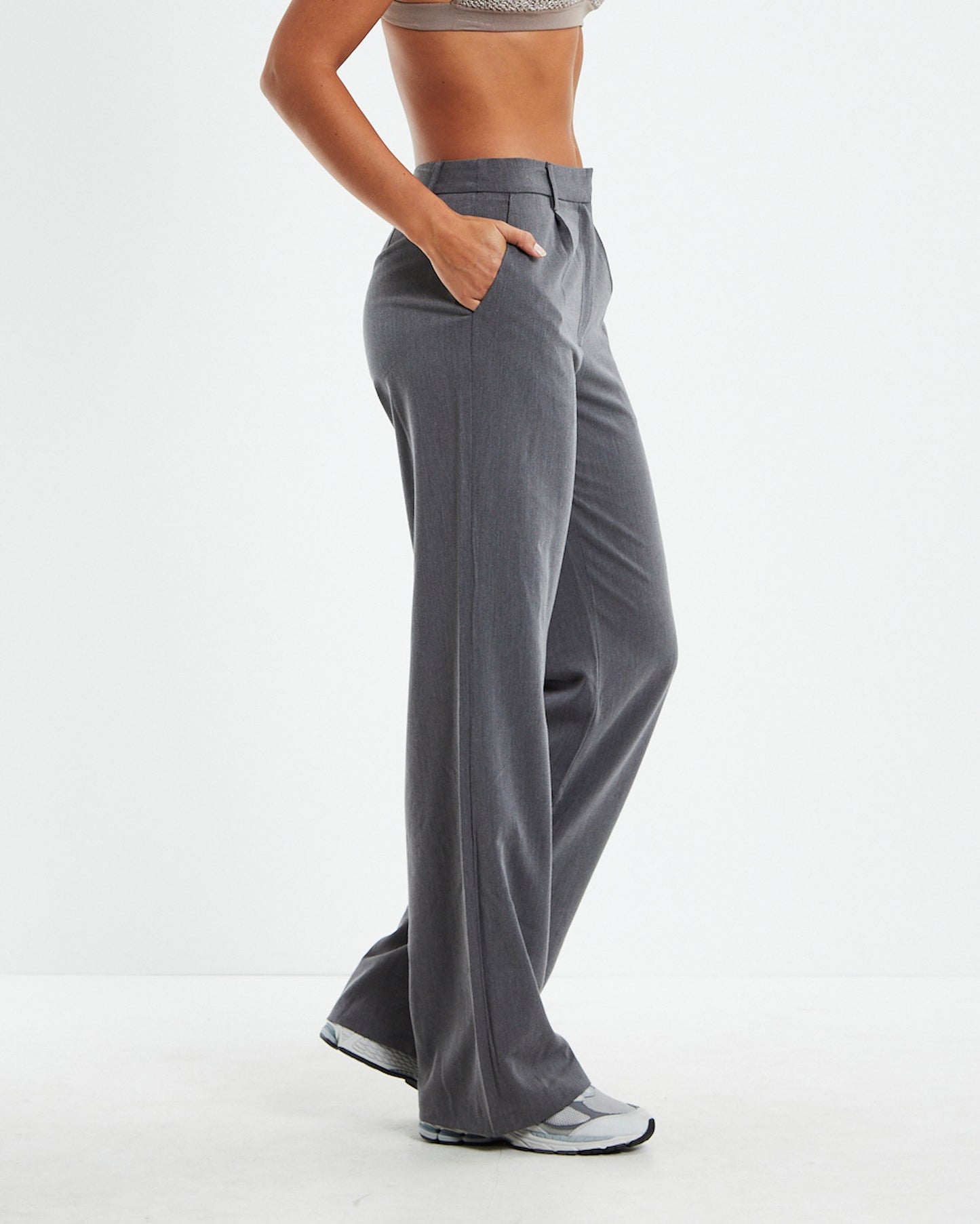 Tia Low Rise Suit Pants Grey