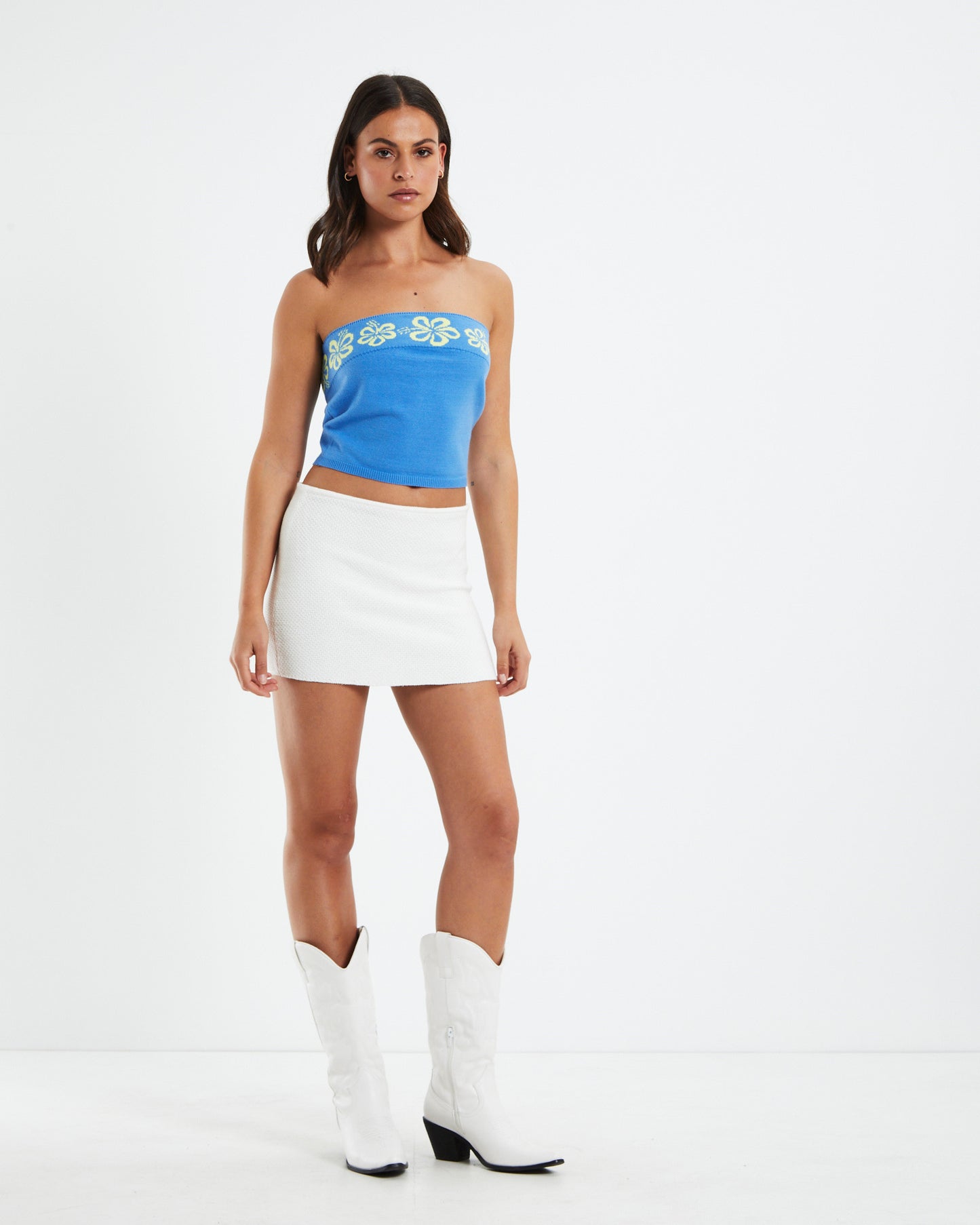 Delina Crop Top Blue Hibiscus