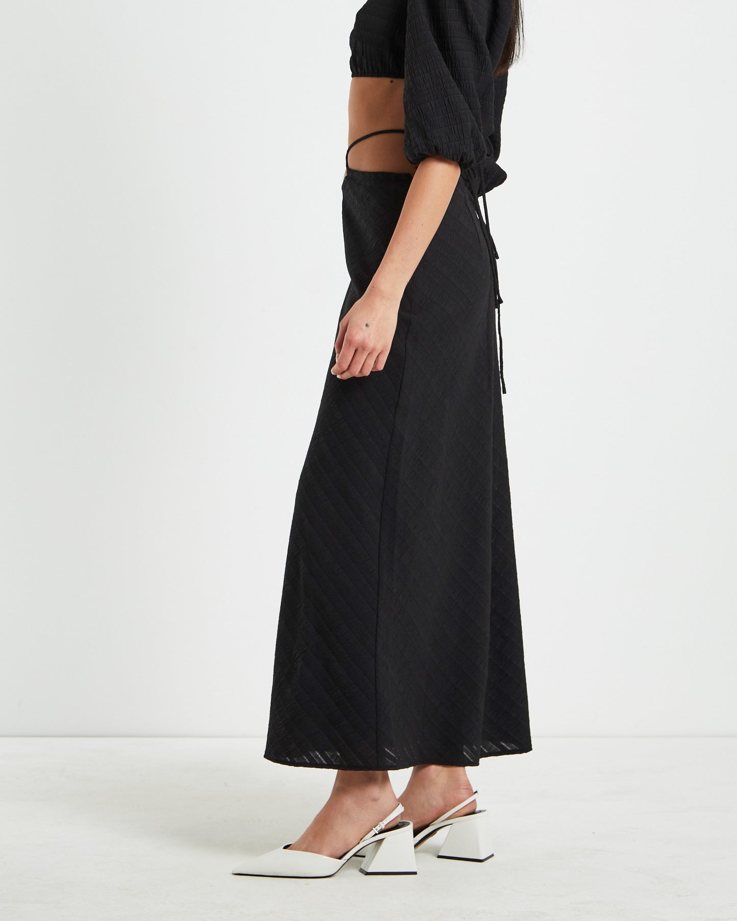 Wren Wrap Midi Skirt in Black