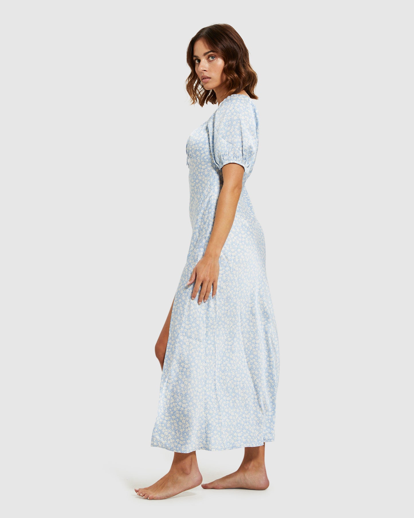 Ava Mono Print Midi Dress Blue/White