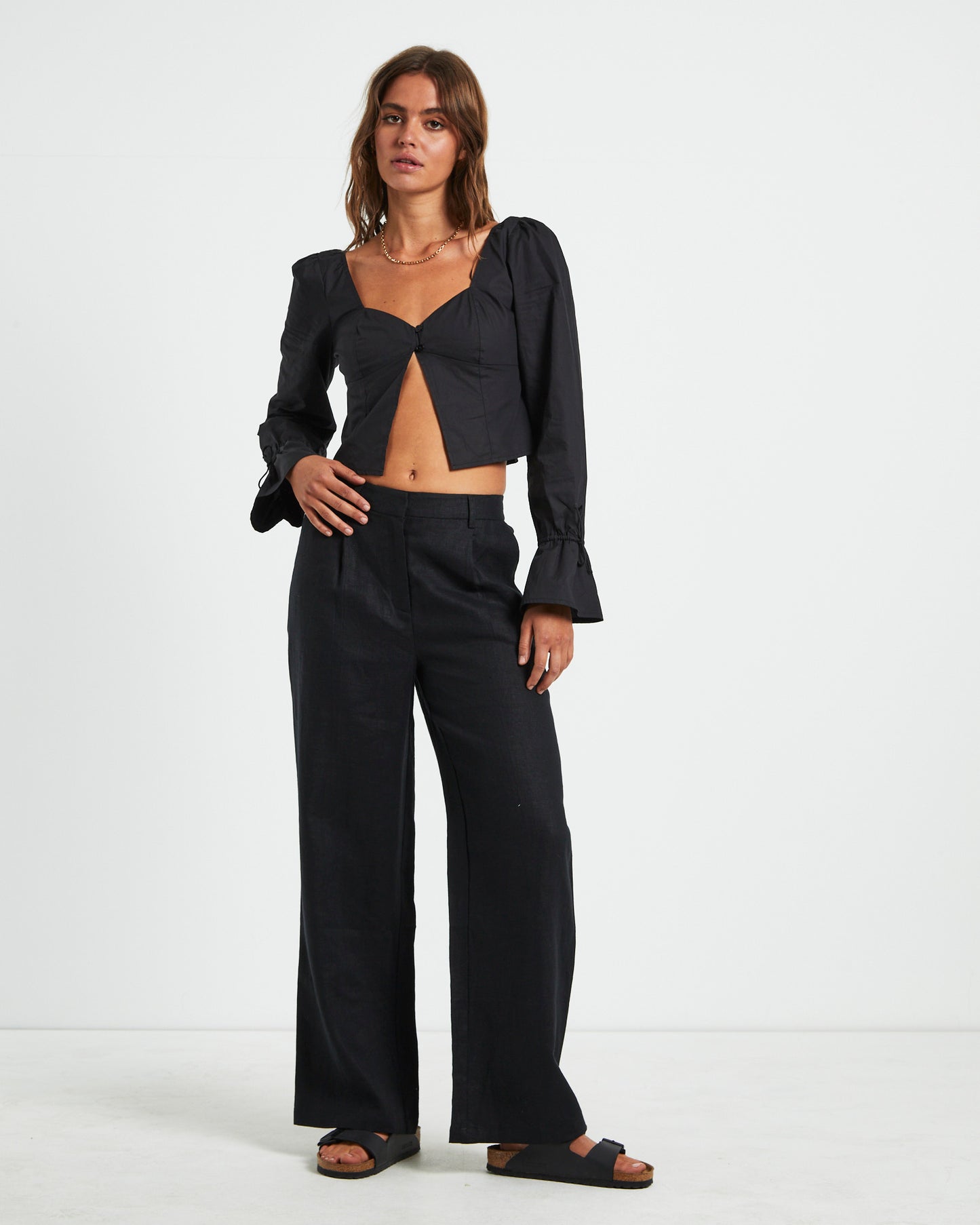 Jemimah Linen Trouser in Black