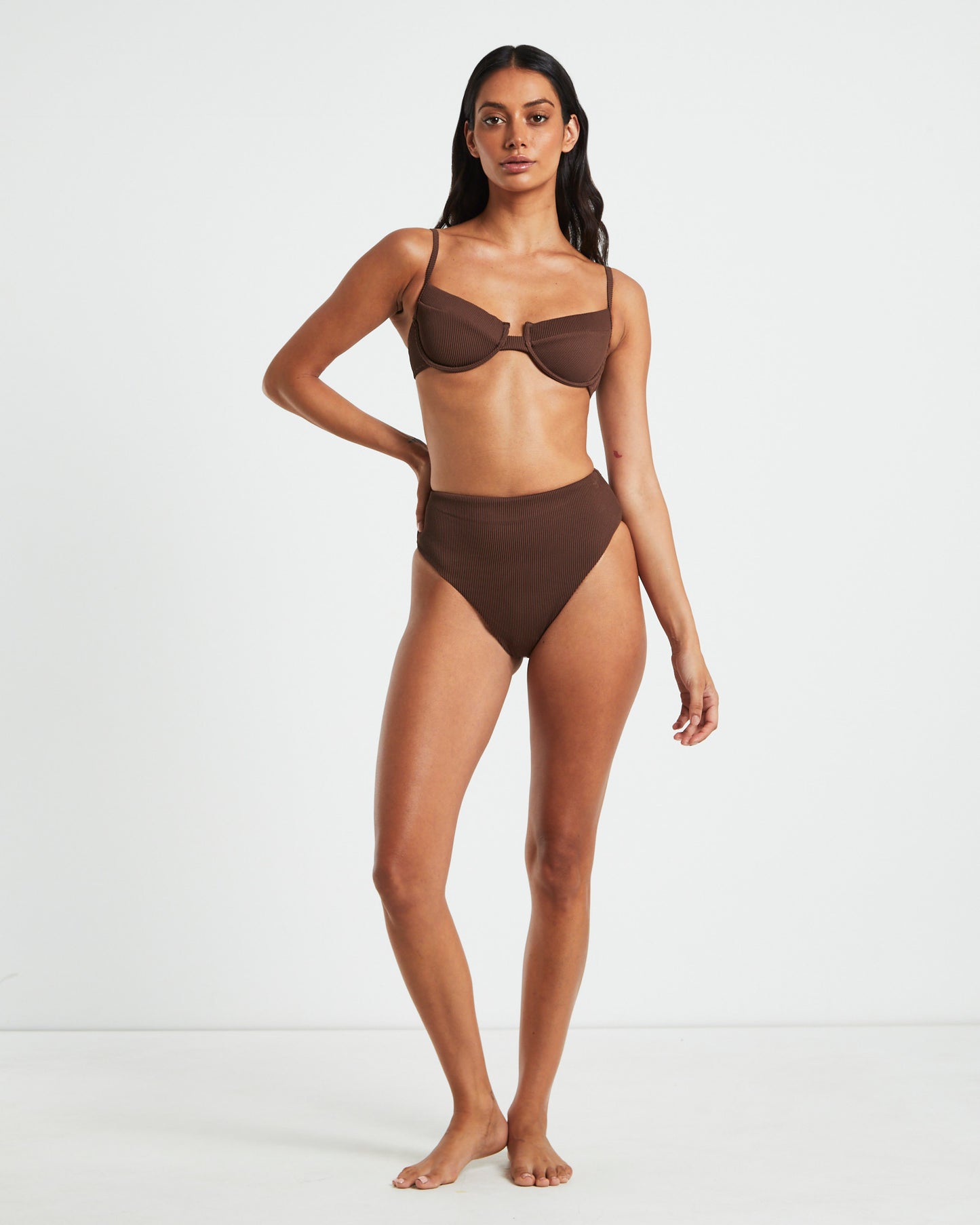 Rib Cut Out Underwire Bikini Top Bikini Top