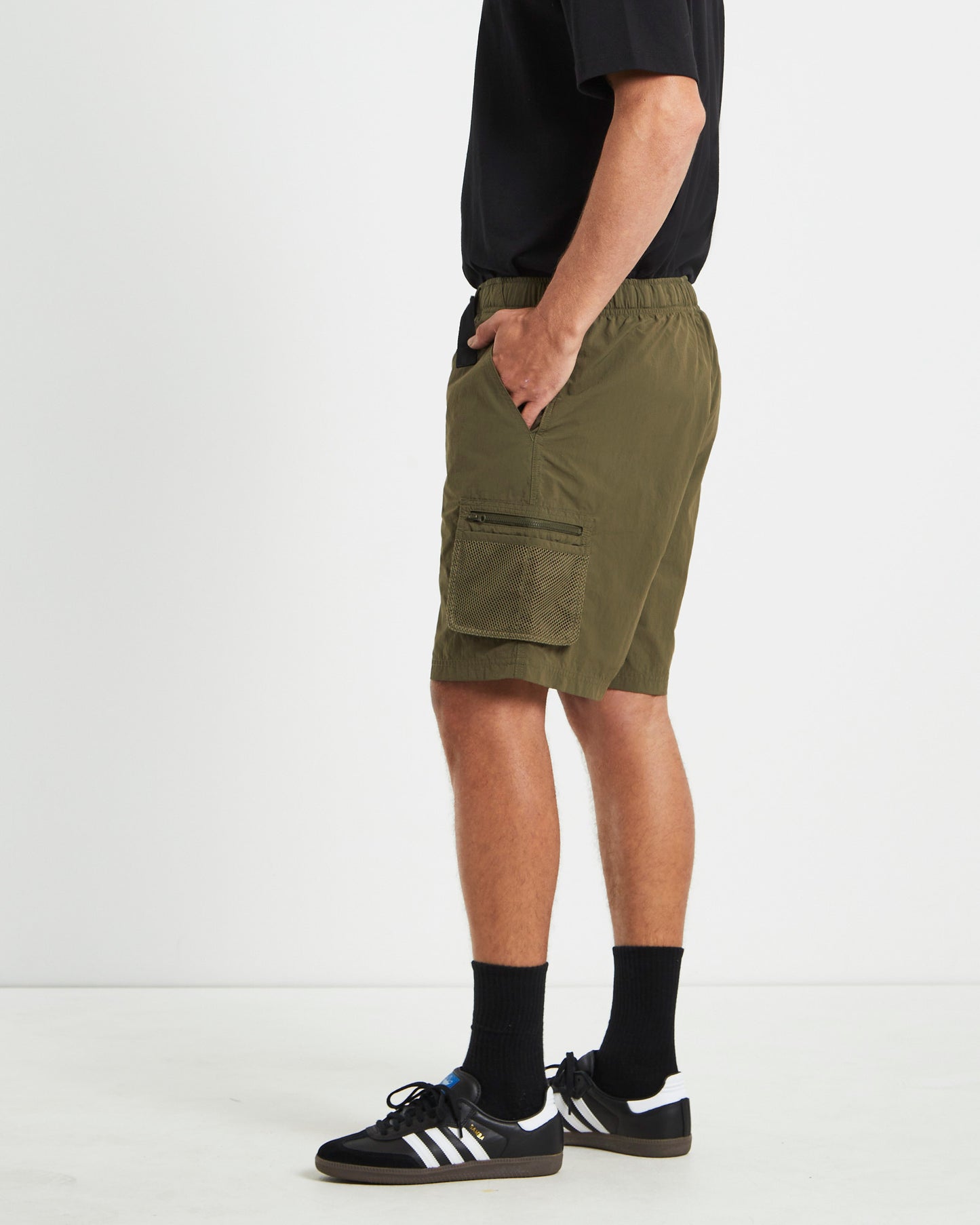Multi Pocket Utility Cargo Shorts in Army Green