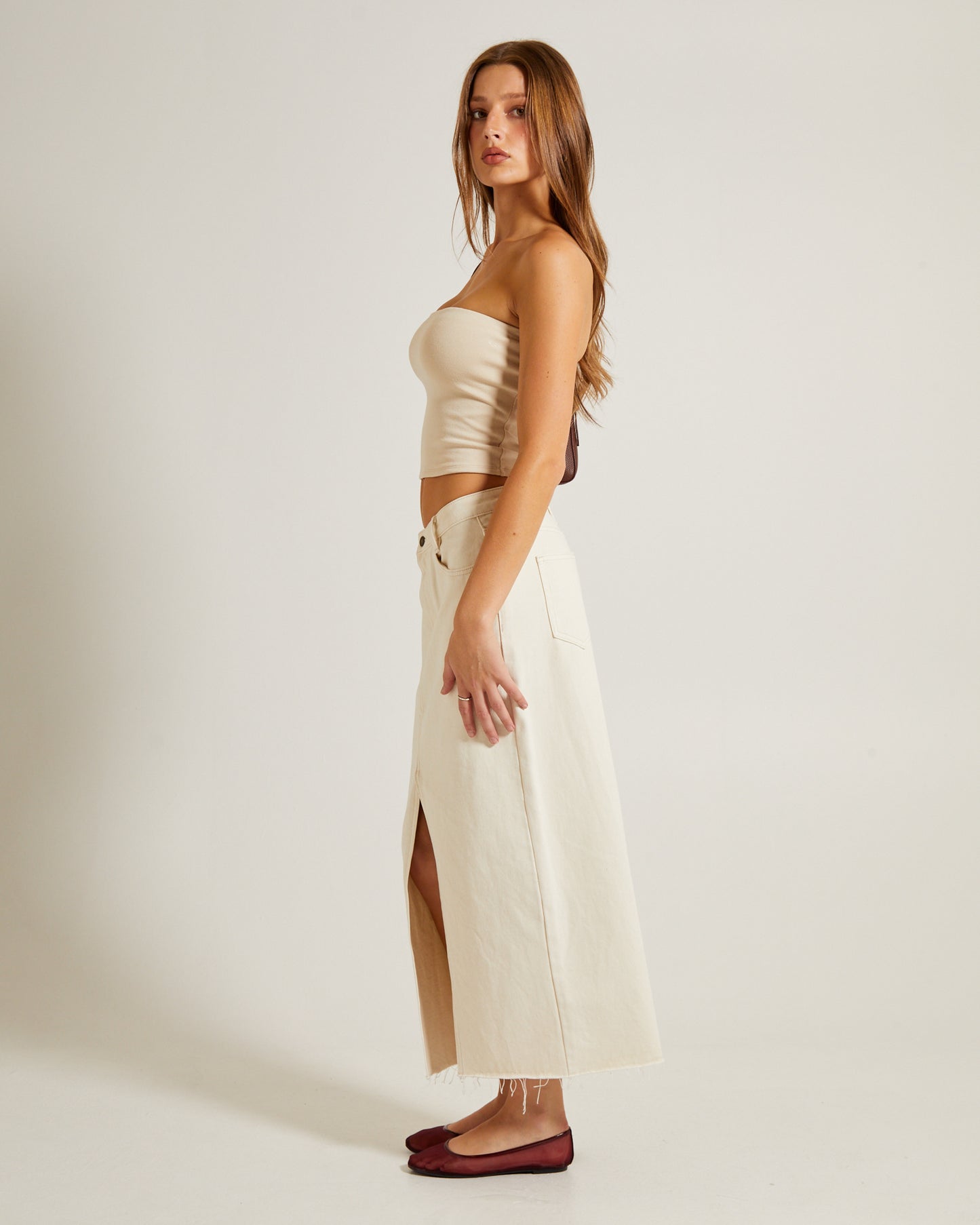 Slinky Strapless Top in Vintage Stone