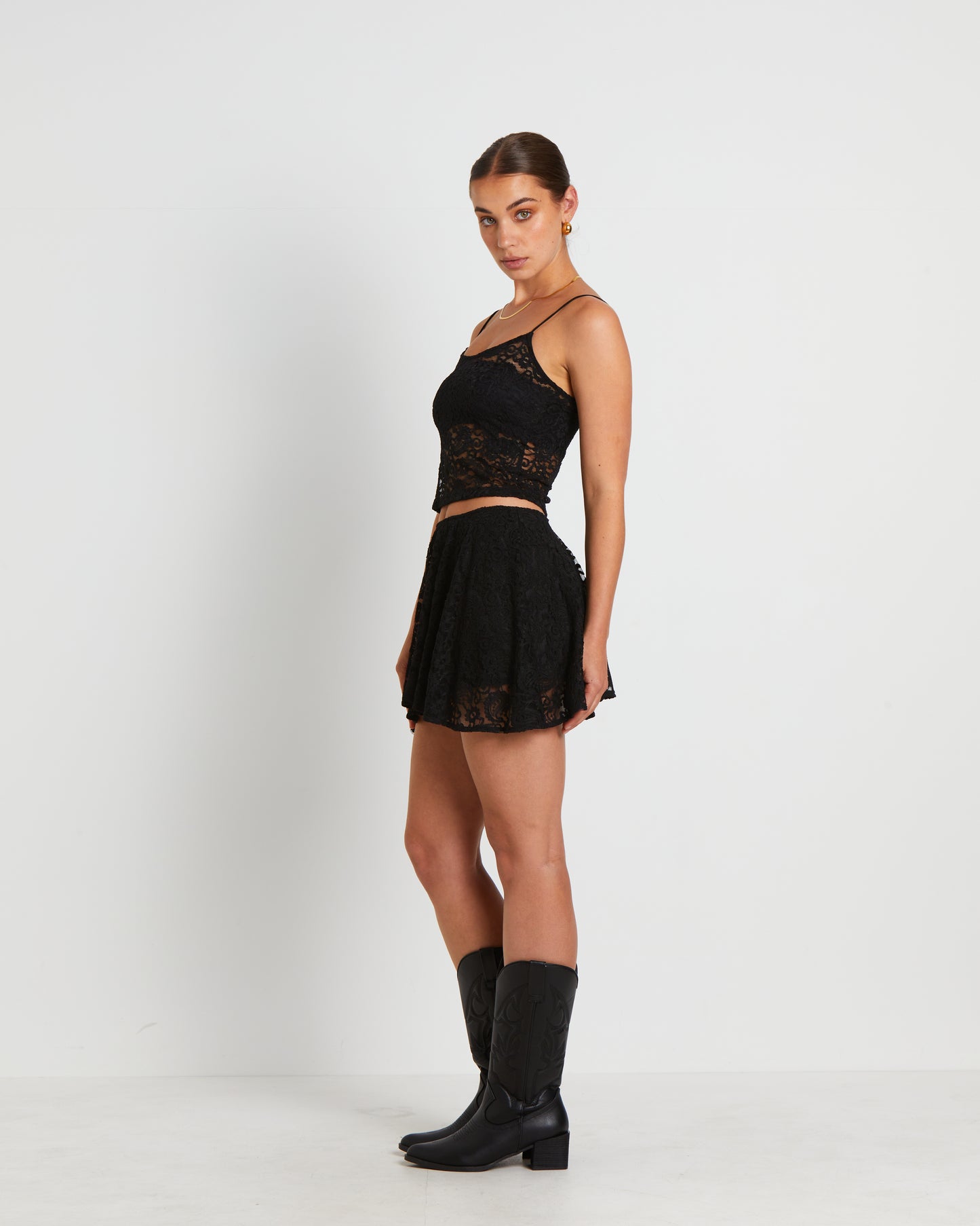 Lace Tank Top in Black