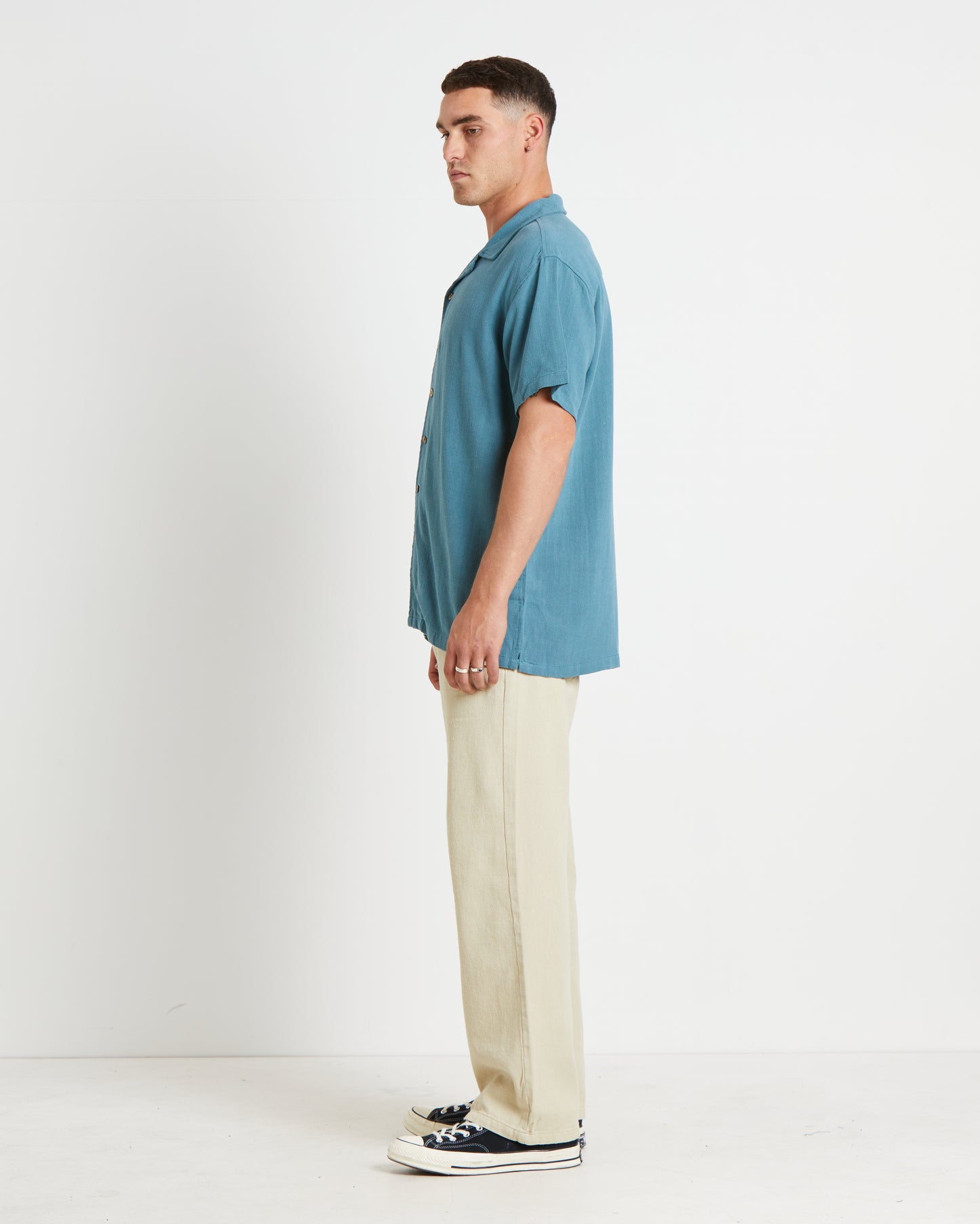 Ernie Short Sleeve Resort Shirt in Aegean Blue