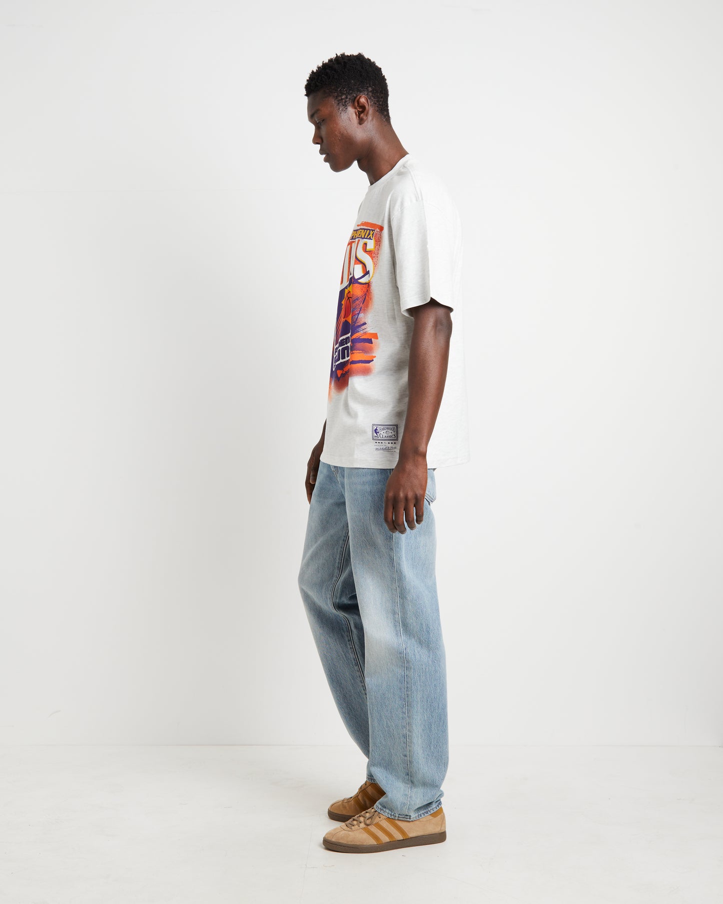 Suns Abstract Short Sleeve T-Shirt in Silver Marle