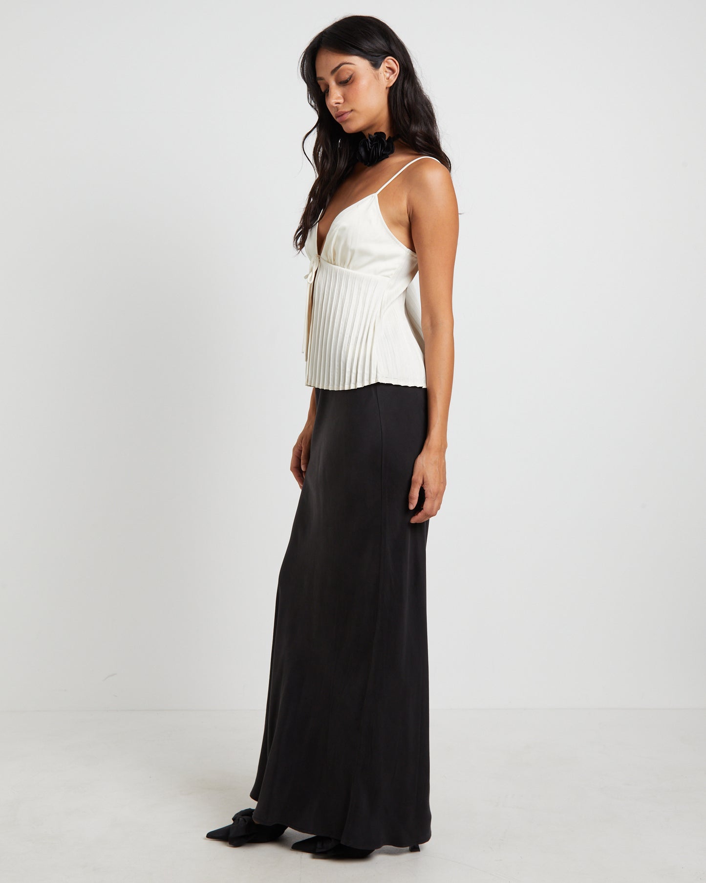 Rhea Pleated Top in Ivory