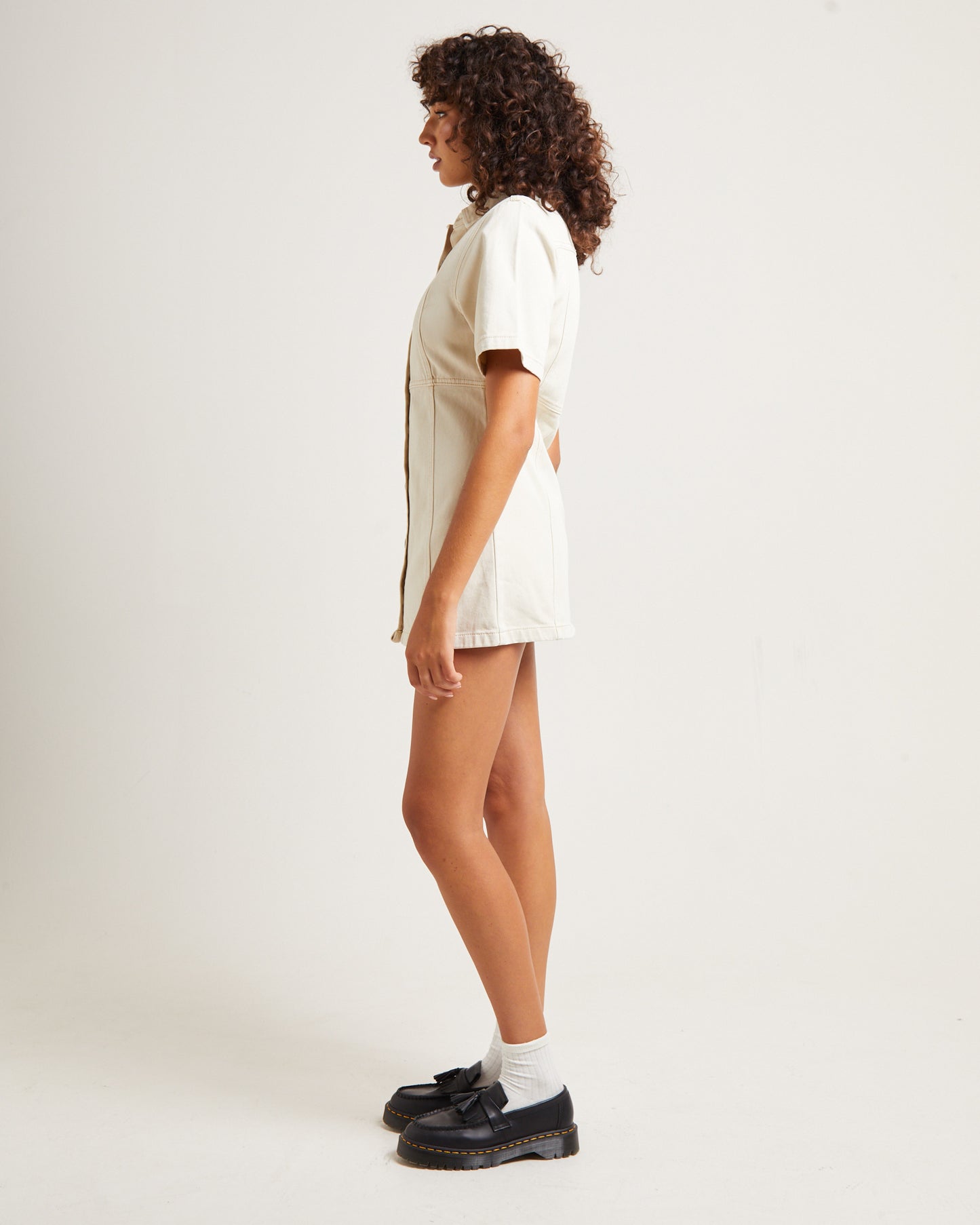 Rio Denim Mini Dress Ecru