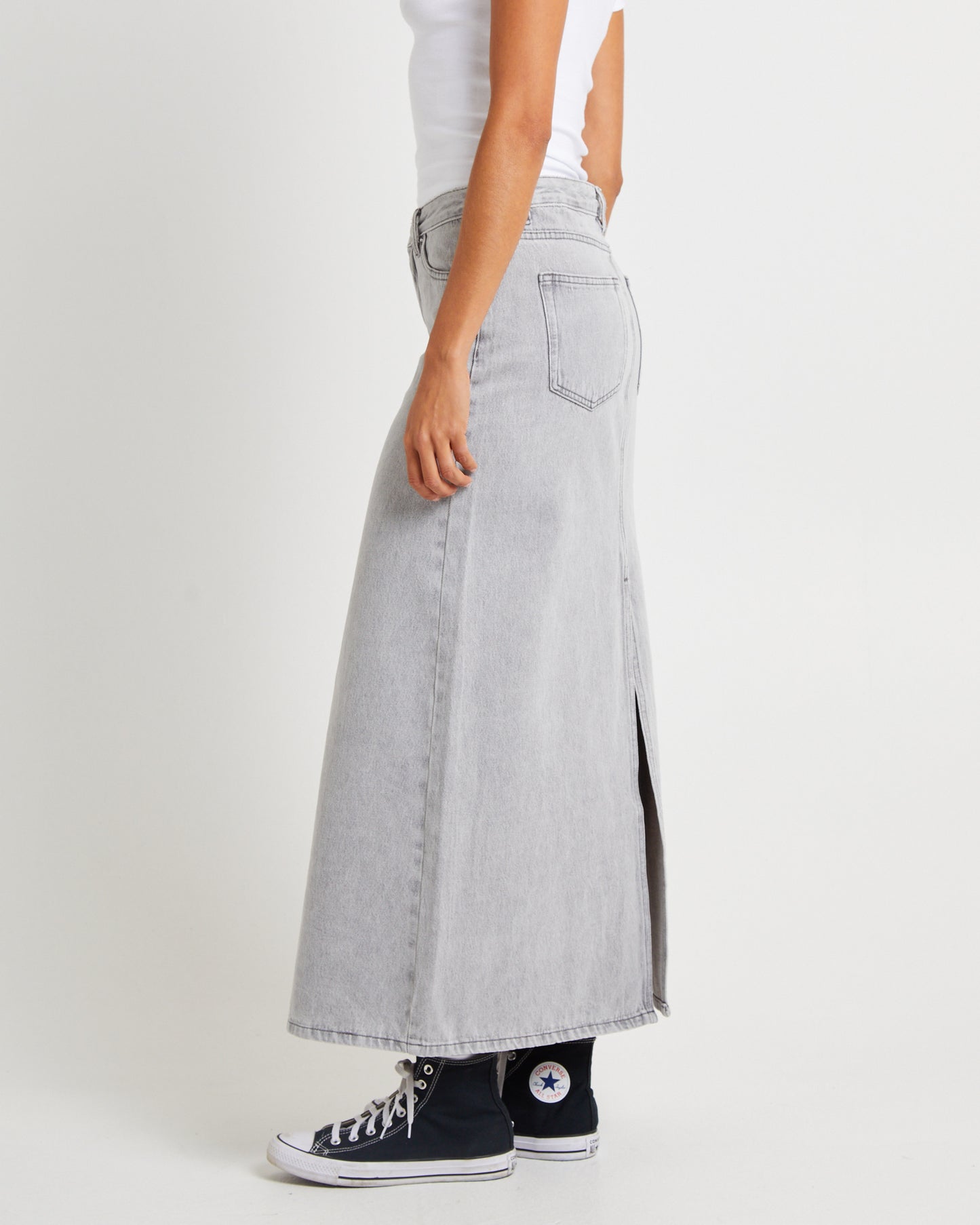 Nala Maxi Denim Skirt Pebble