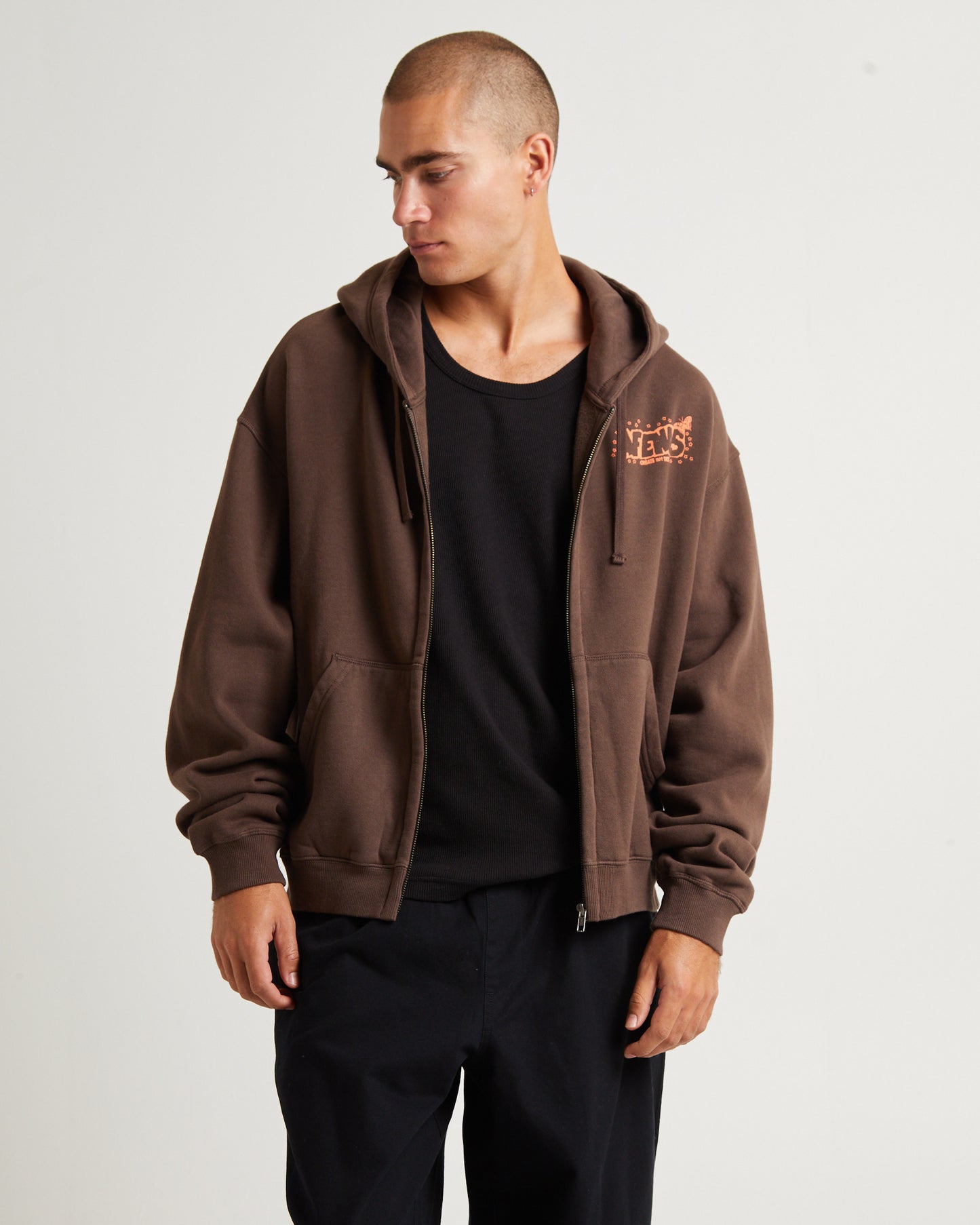 Cosmic Life Recycled Zip Hoodie Coffee