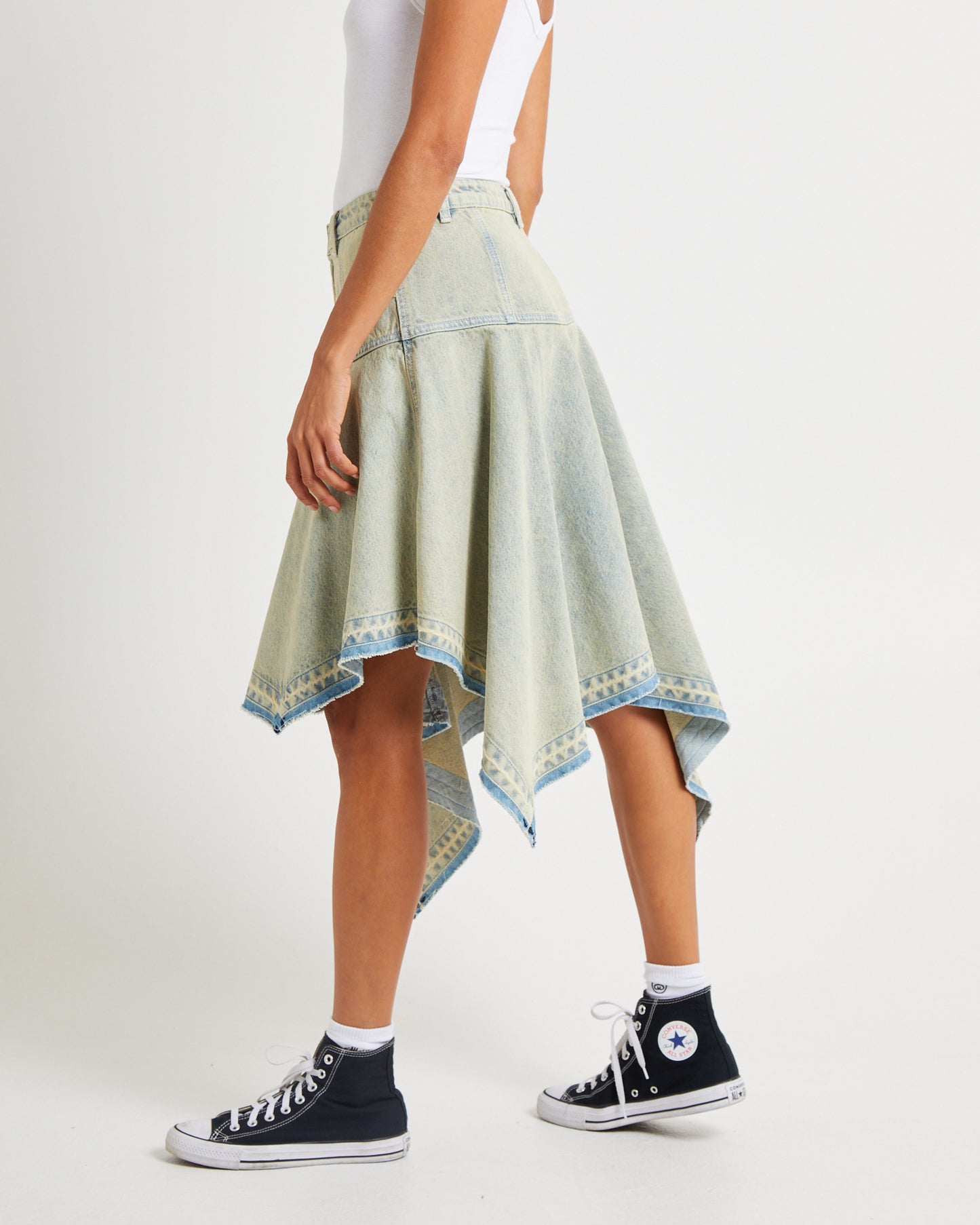 Lopez Handkerchief Hem Denim Skirt