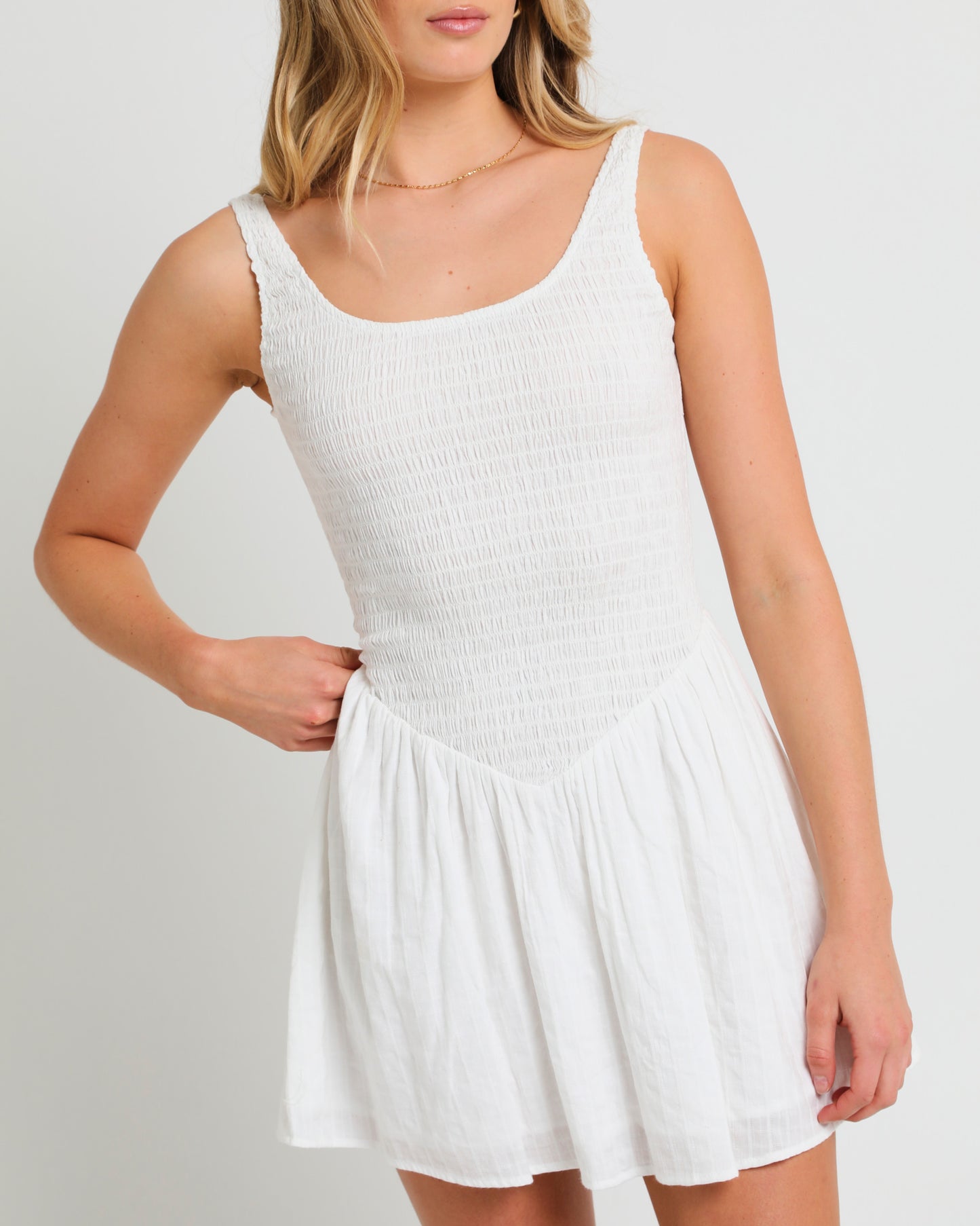 Milan Drop Waist Shirred Dress