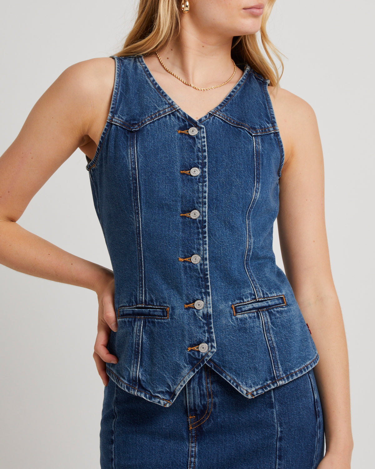 Longline Denim Vest ENCHANTMENT