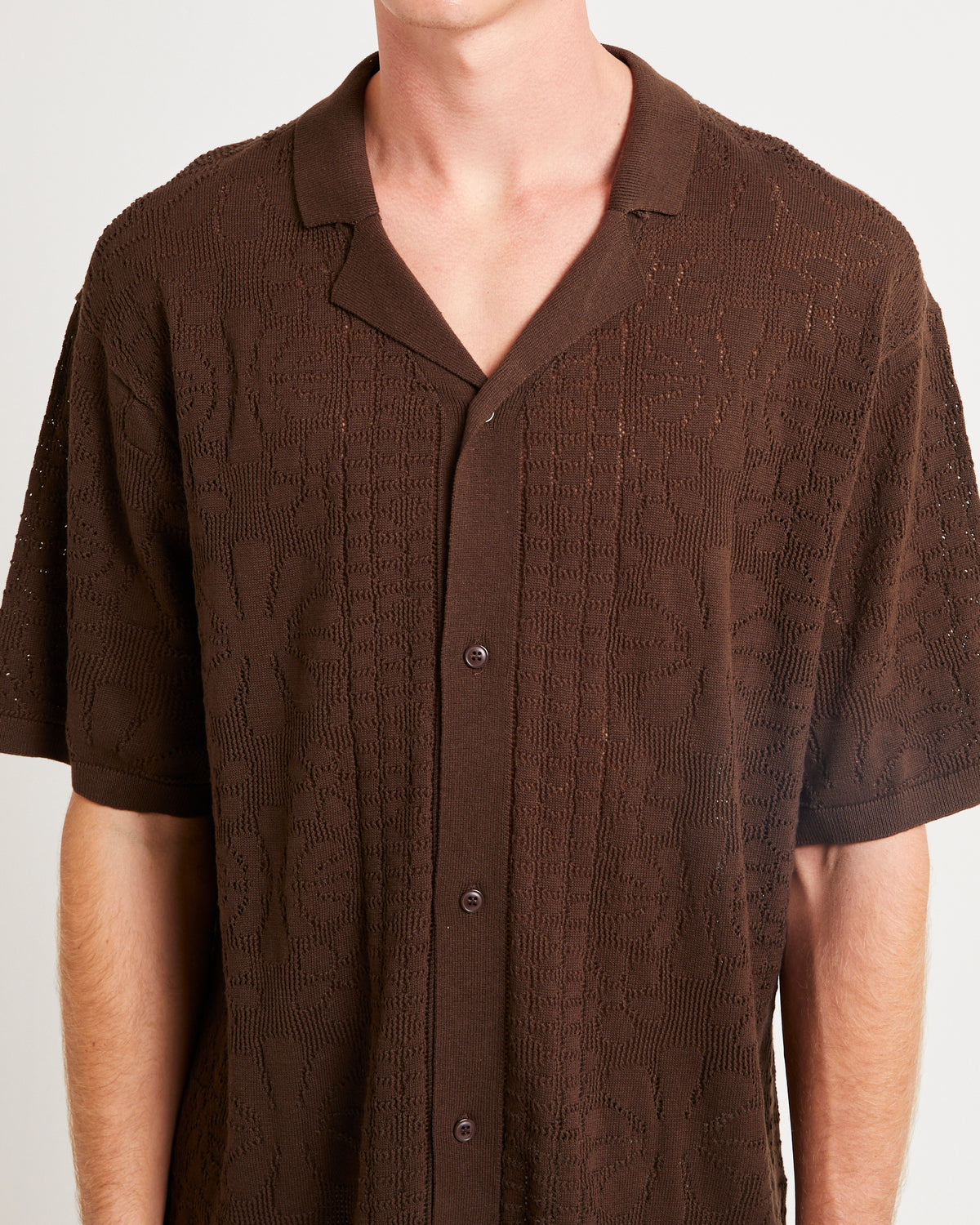 Bronson Knitted Short Sleeve Resort Shirt UMBER