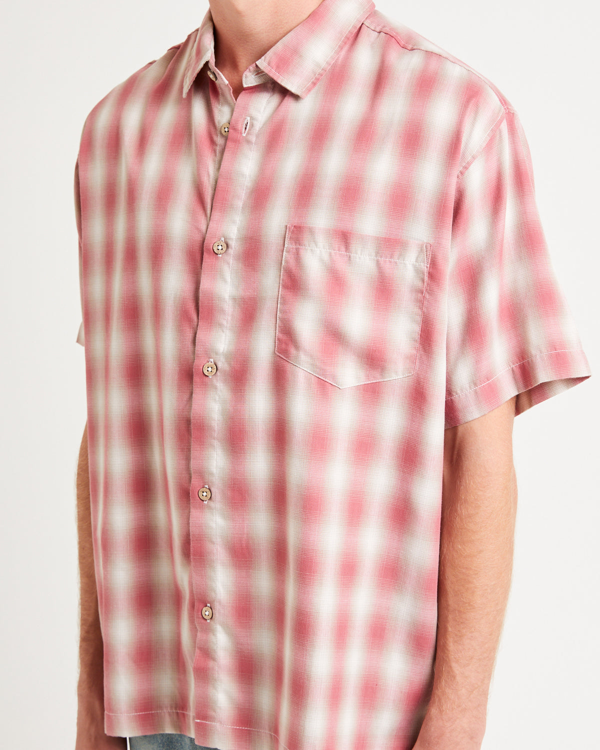 Dazed Ombre Check Short Sleeve Shirt RED